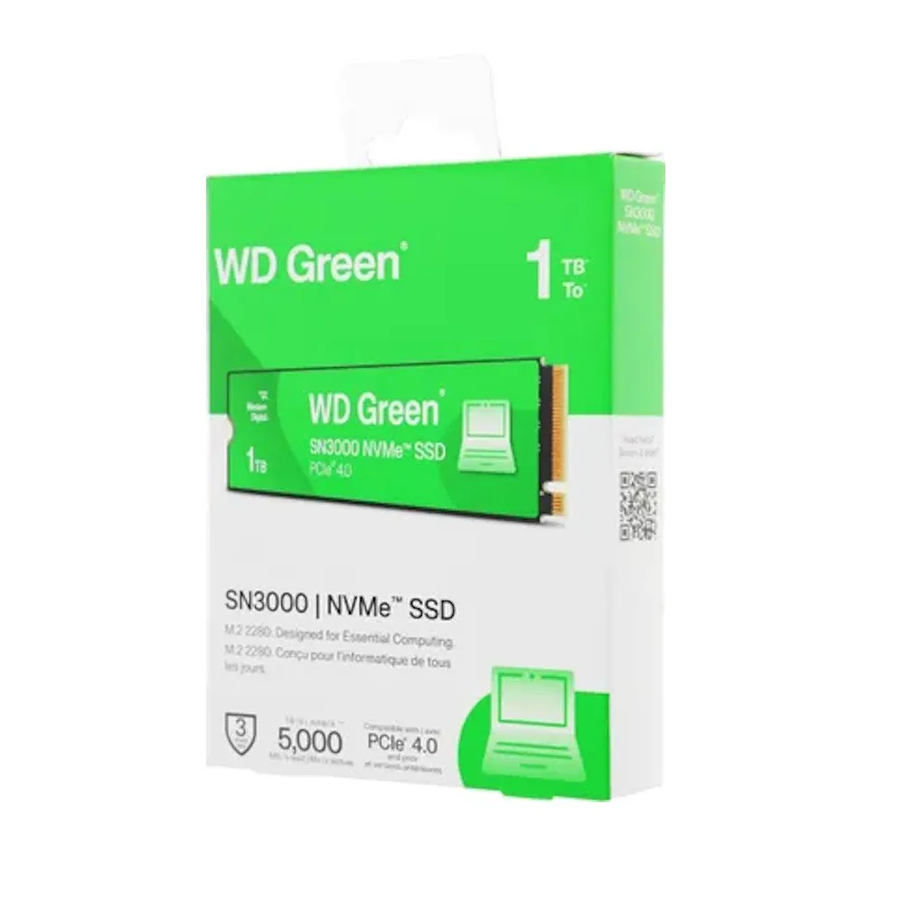 Твердотельный накопитель SSD 1 Tb M.2 2280 WD Green SN3000 NVMe PCIe4x4, R5000/W4200, TBW:150 (bulk) — фото 3