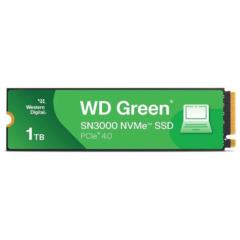 Твердотельный накопитель SSD 1 Tb M.2 2280 WD Green SN3000 NVMe PCIe4x4, R5000/W4200, TBW:150 (bulk)