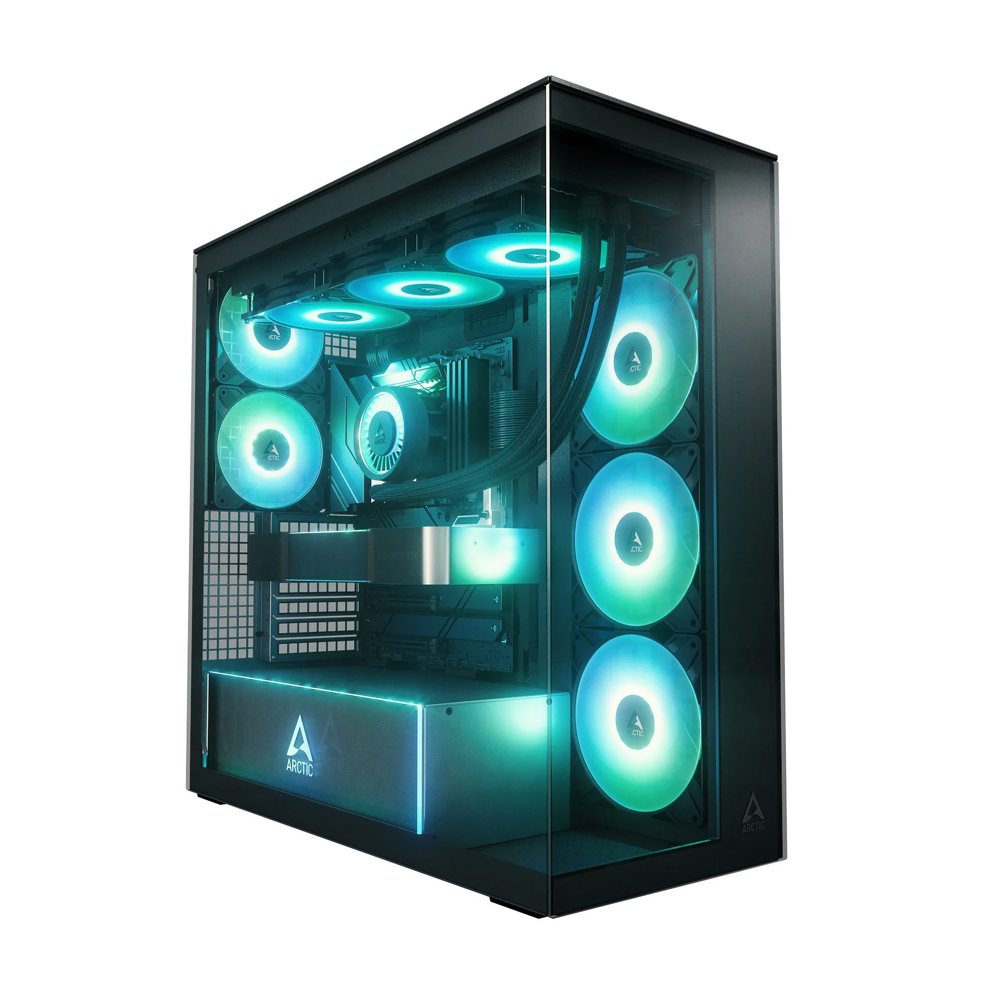 Компьютерный корпус Arctic Xtender Black(Mirror Glass), 5 ARGB FAN, USB-C, 2xUSB-A, E-ATX