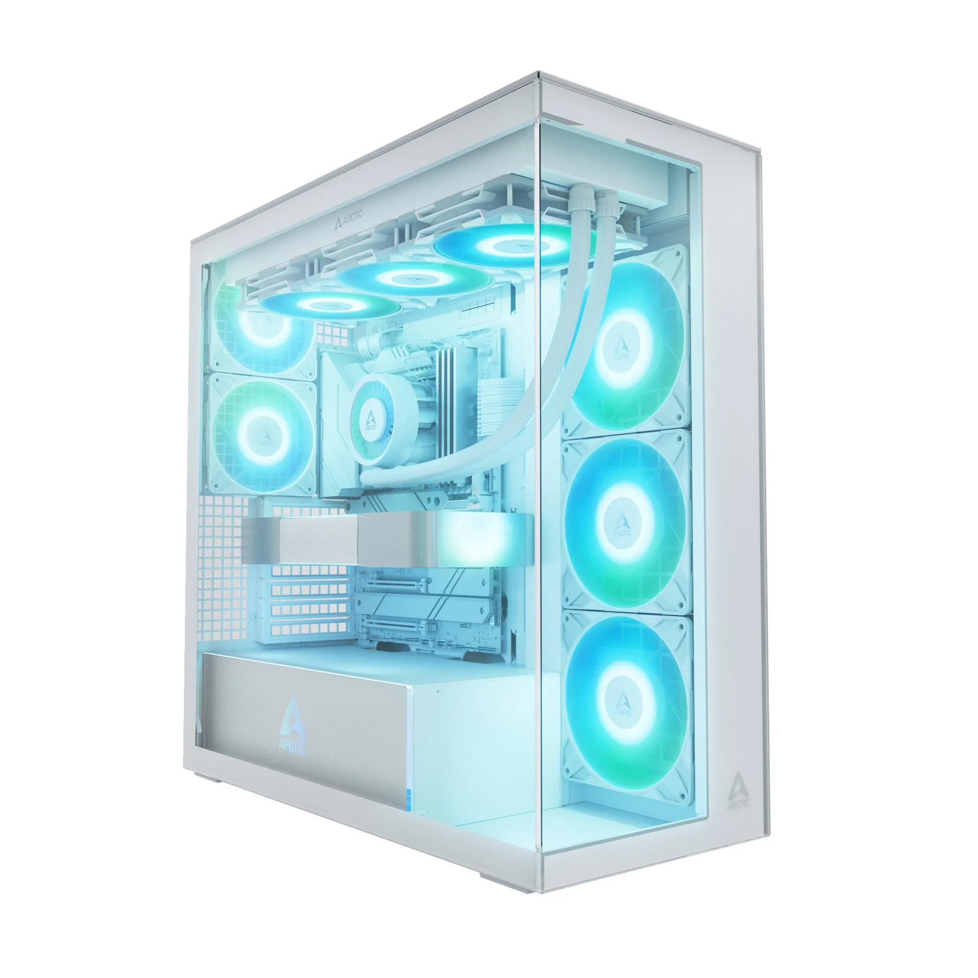 Компьютерный корпус Arctic Xtender White(Clear Glass), 5 ARGB FAN, USB-C, 2xUSB-A, E-ATX