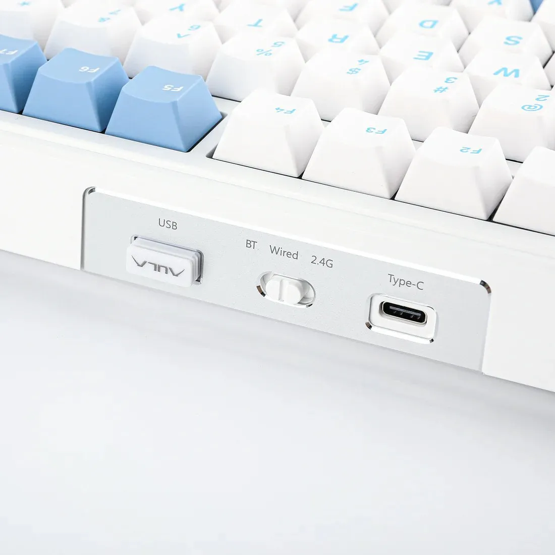 Клавиатура AULA F99, mechanical, Gray Wood V3 switch, EN/RU/KZ, 2.4/BT/cable, White-blue-purple — фото 7