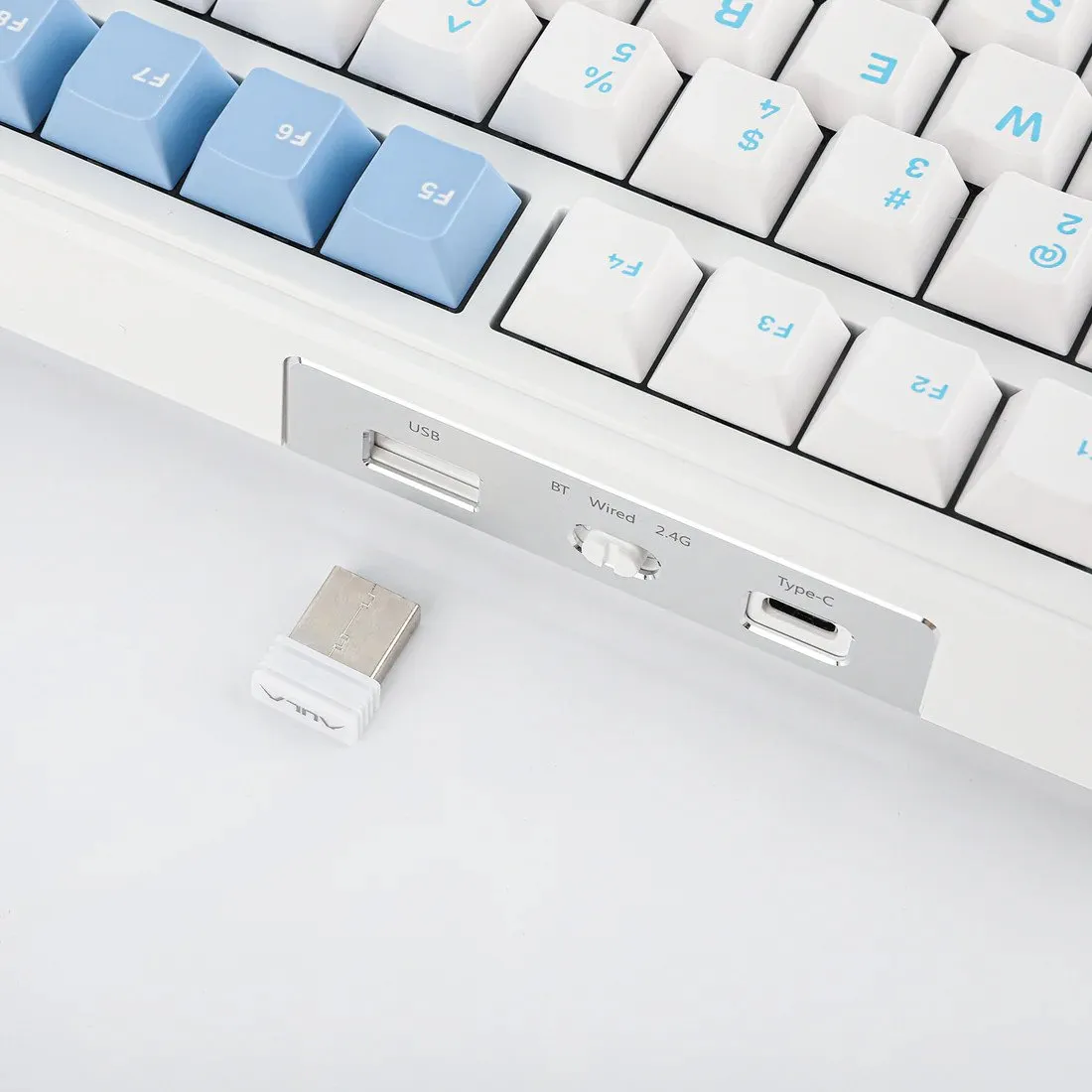 Клавиатура AULA F99, mechanical, Gray Wood V3 switch, EN/RU/KZ, 2.4/BT/cable, White-blue-purple — фото 6