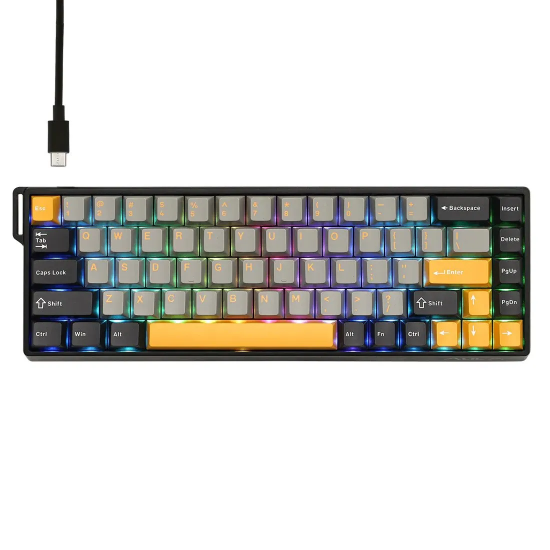 Клавиатура AULA WIN68, Magnetic, Gray Wood switch, 68 keys EN/RU/KZ, wired, Black-Grey-Yellow — фото 6