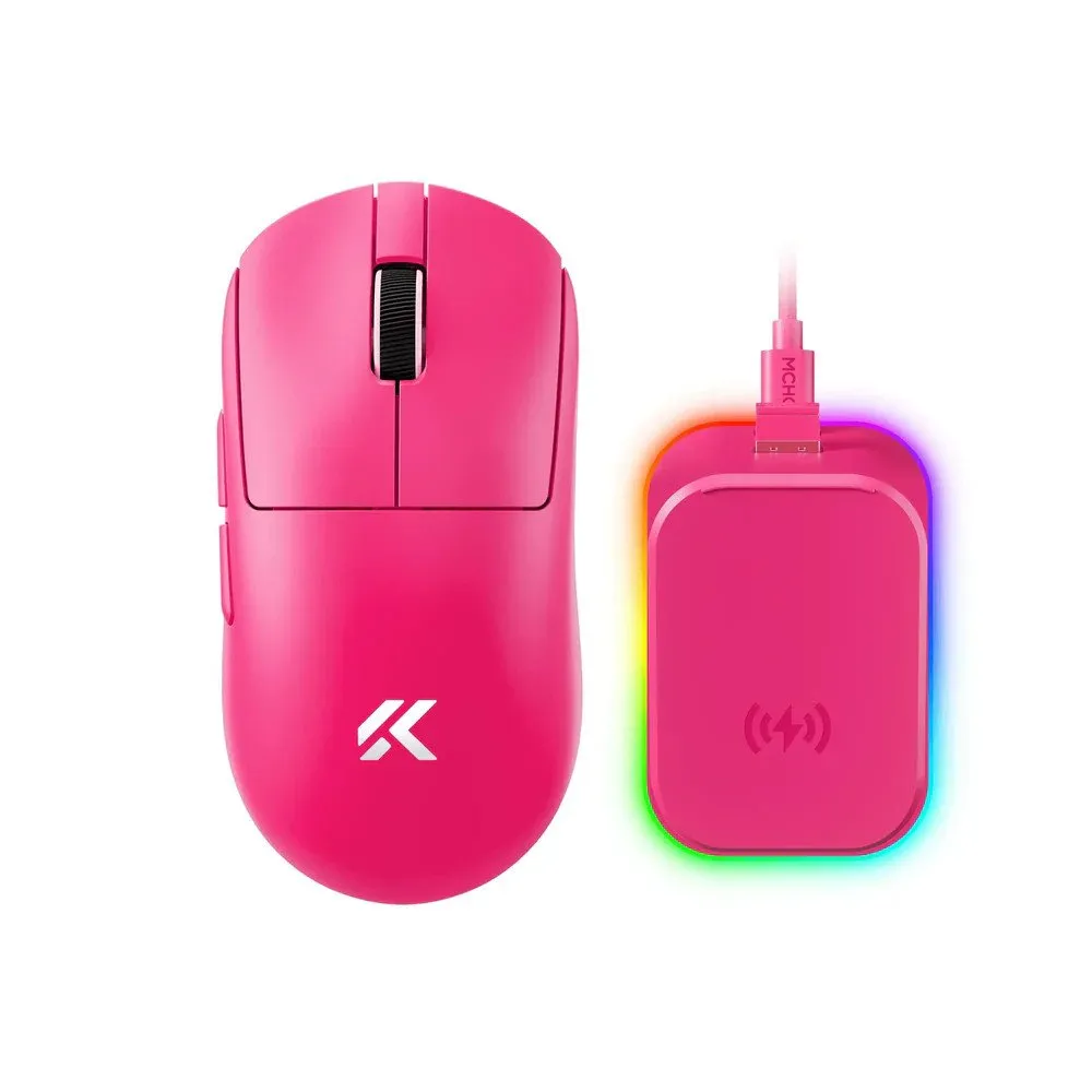 Мышь MCHOSE A7 V2 Ultra Plus, Rose Red, TTC Gold Switch, 8000Hz, PAW 3950 TI, 2.4G/BT/USB-C, 500mAh