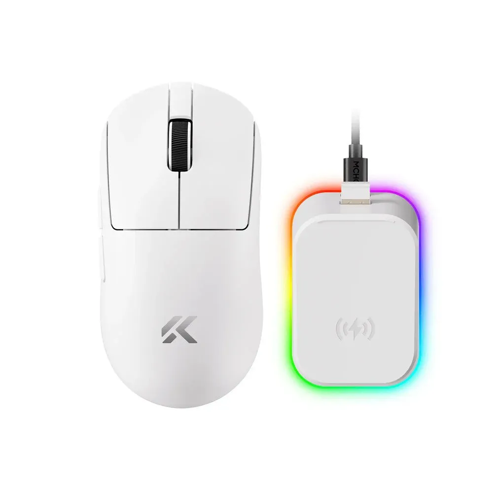 Мышь MCHOSE A7 V2 Ultra Plus, White, TTC Gold Switch, 8000Hz, PAW 3950 TI, 2.4G/BT/USB-C, 500mAh
