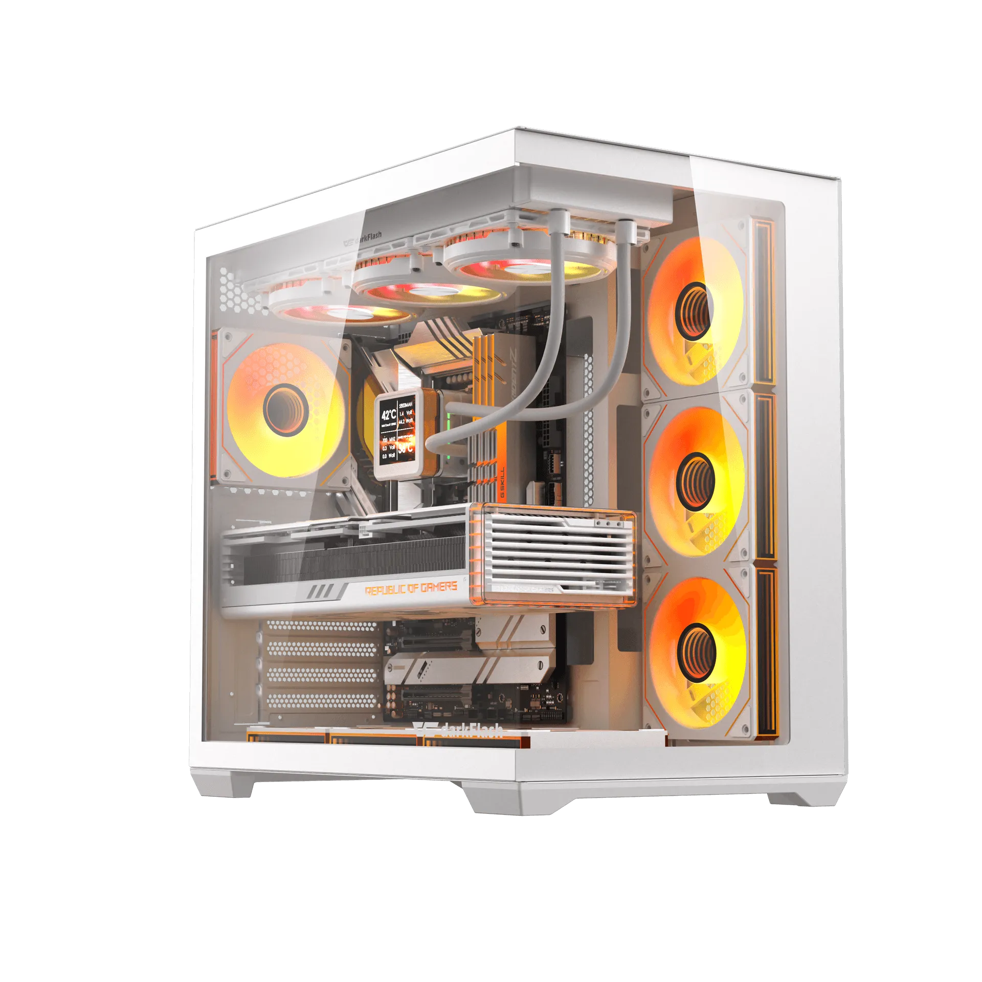 Компьютерный корпус DarkFlash C280, White, 7xFan ARGB, E-ATX