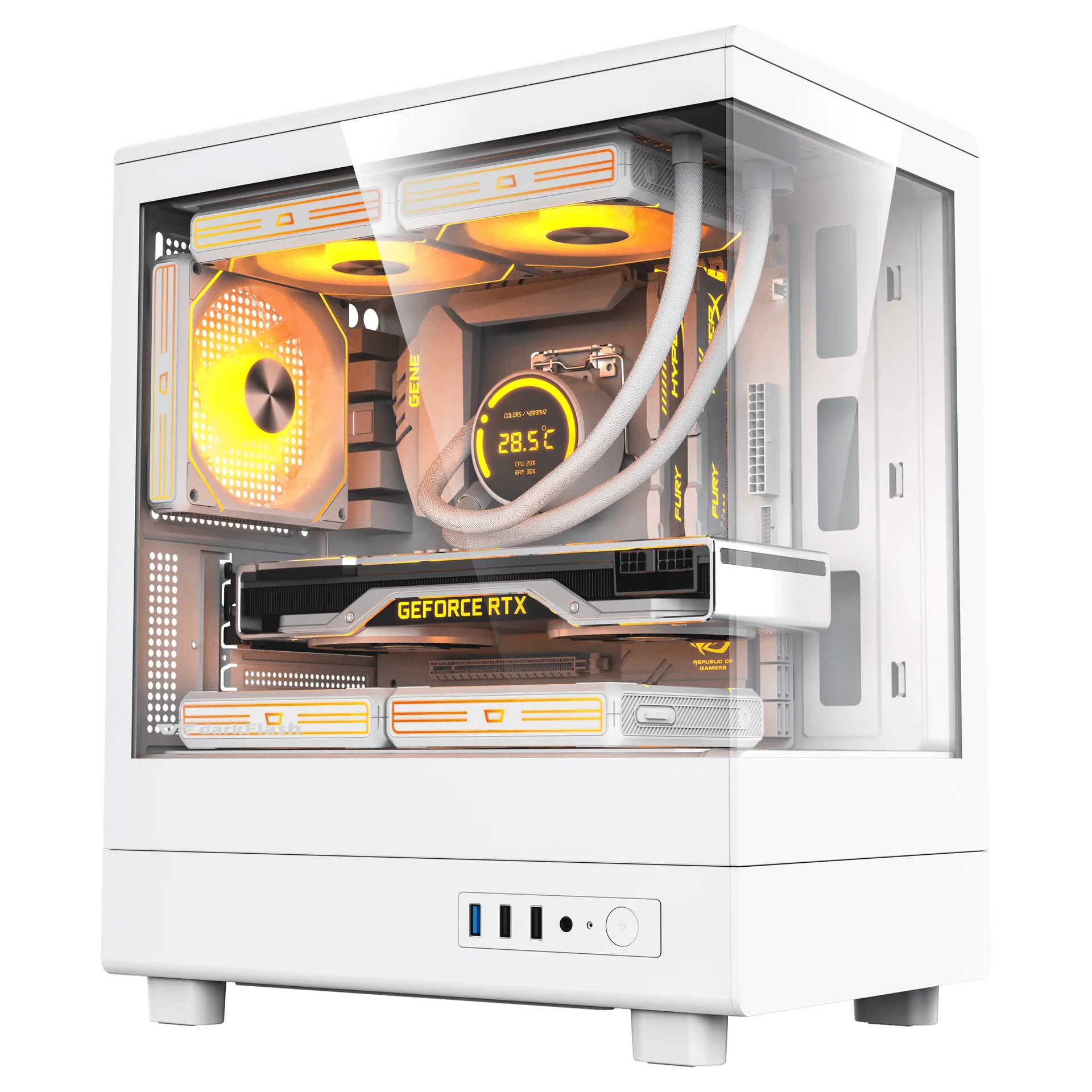 Компьютерный корпус DarkFlash DB330M, White, 3xFan ARGB, mATX