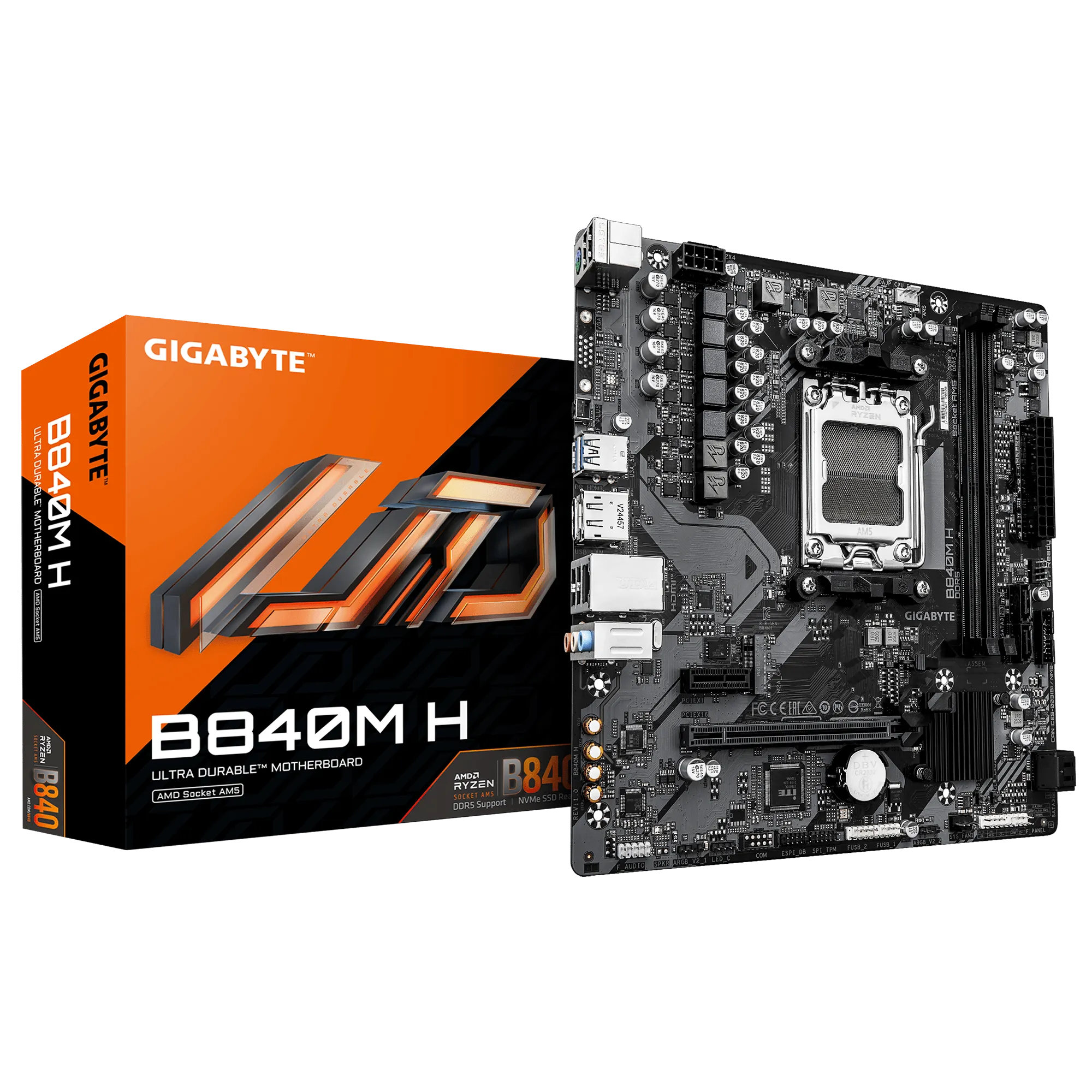 Материнская плата GIGABYTE B840M H, AM5, 2xDDR5, PCIe4.0, HDMI+DP, M.2, mATX