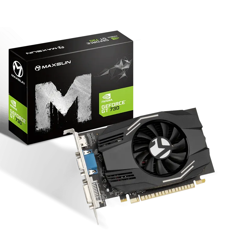 Видеокарта MaxSun MS-GT730 PH 2G, 1хHDMI+1xDVI+1xVGA, 2GB GDDR3 64bit, PCIe