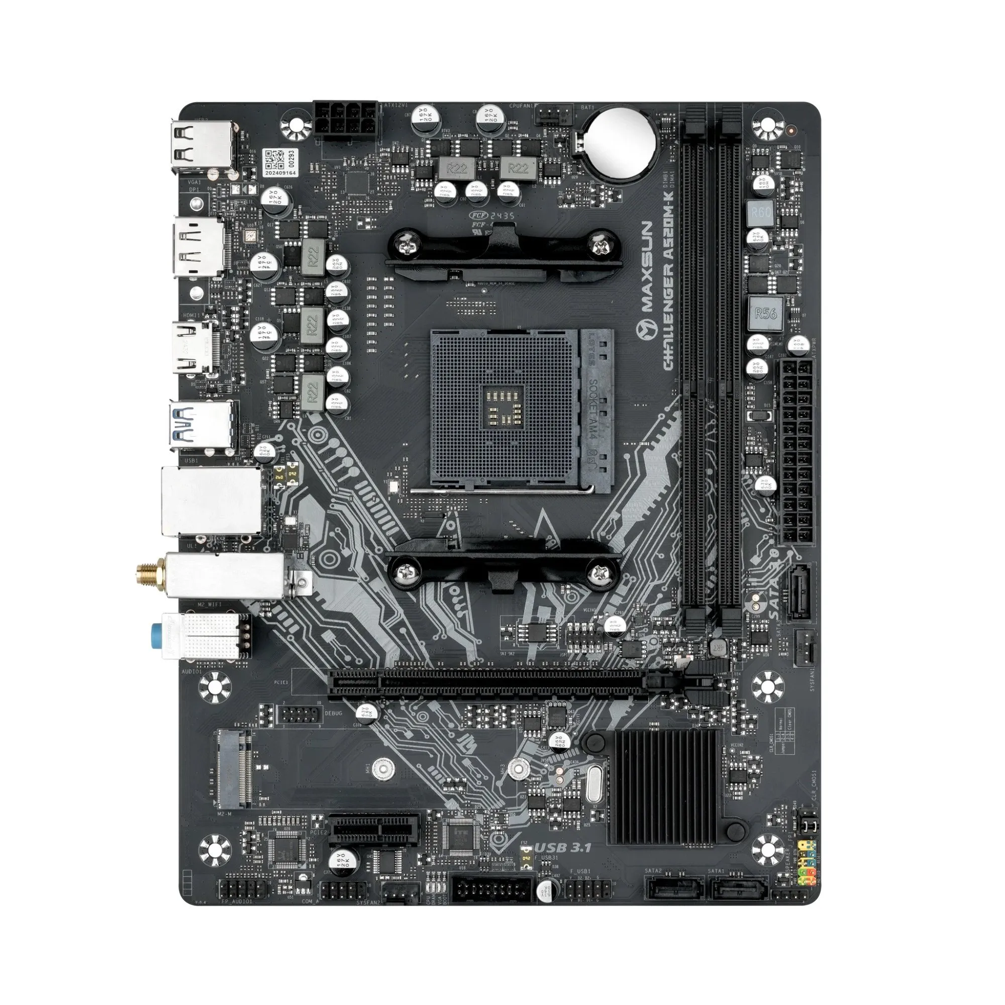 Материнская плата MaxSun Challenger A520M-K WIFI, AM4, 2xDDR4, HDMI+DP, PCIe3.0, 3xSATA, 1xM.2, mATX — фото 5