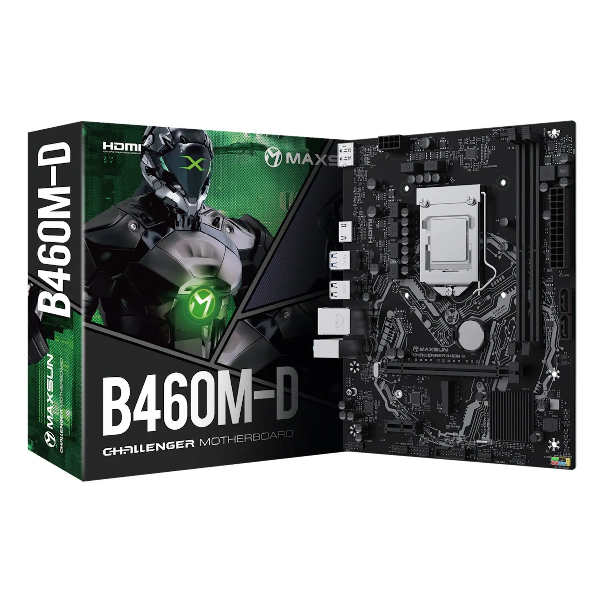 Материнская плата MaxSun Challenger B460M-D, LGA1200, 2xDDR4, PCIe3.0, HDMI+DP, M.2, 2xSATA, mATX