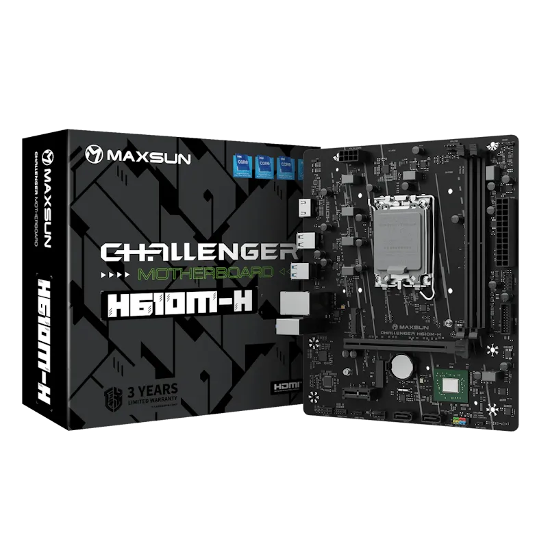 Материнская плата MaxSun Challenger H610M-H V1, LGA1700, 2xDDR4, PCIe4.0, 1xM.2, 1xHDMI, mATX