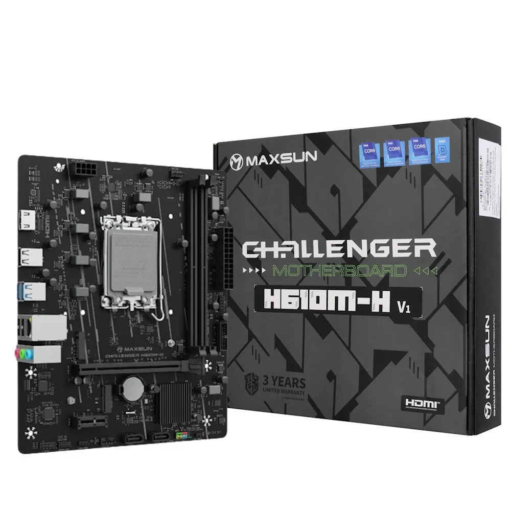Материнская плата MaxSun Challenger H610M-H V1, LGA1700, 2xDDR4, PCIe4.0, 1xM.2, 1xHDMI, mATX