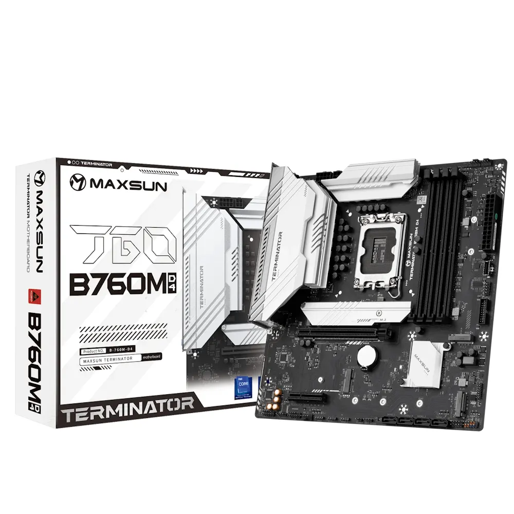 Материнская плата MaxSun Terminator B760M D4 V2, LGA1700, 4xDDR4, 4xSATA, 3xM.2, HDMI+DP, mATX