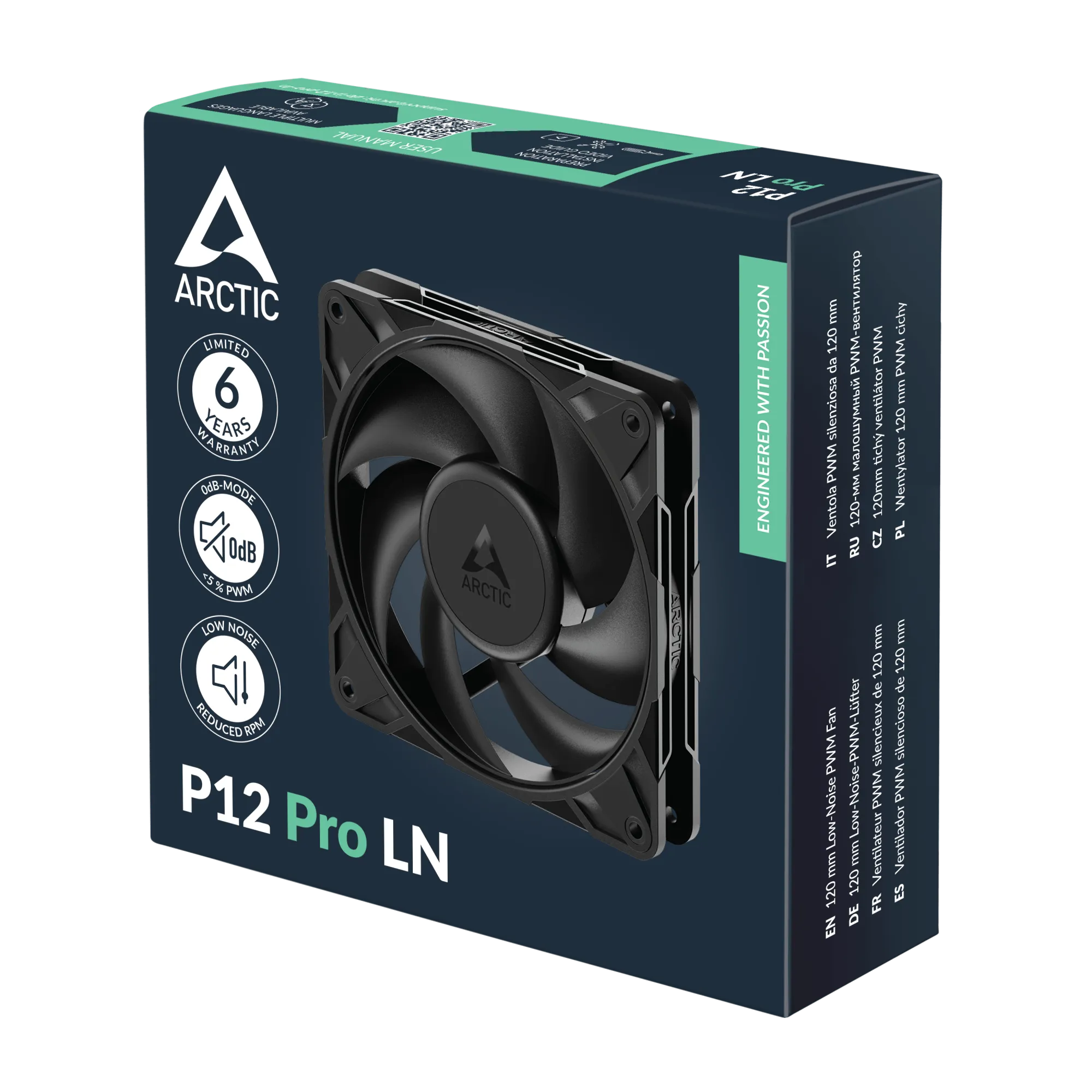 Кулер для корпуса ARCTIC P12 Pro LN (Black), ACFAN00348A, 12cm, PWM 450-2000rpm, 4Pin, Hydrodynamic — фото 6