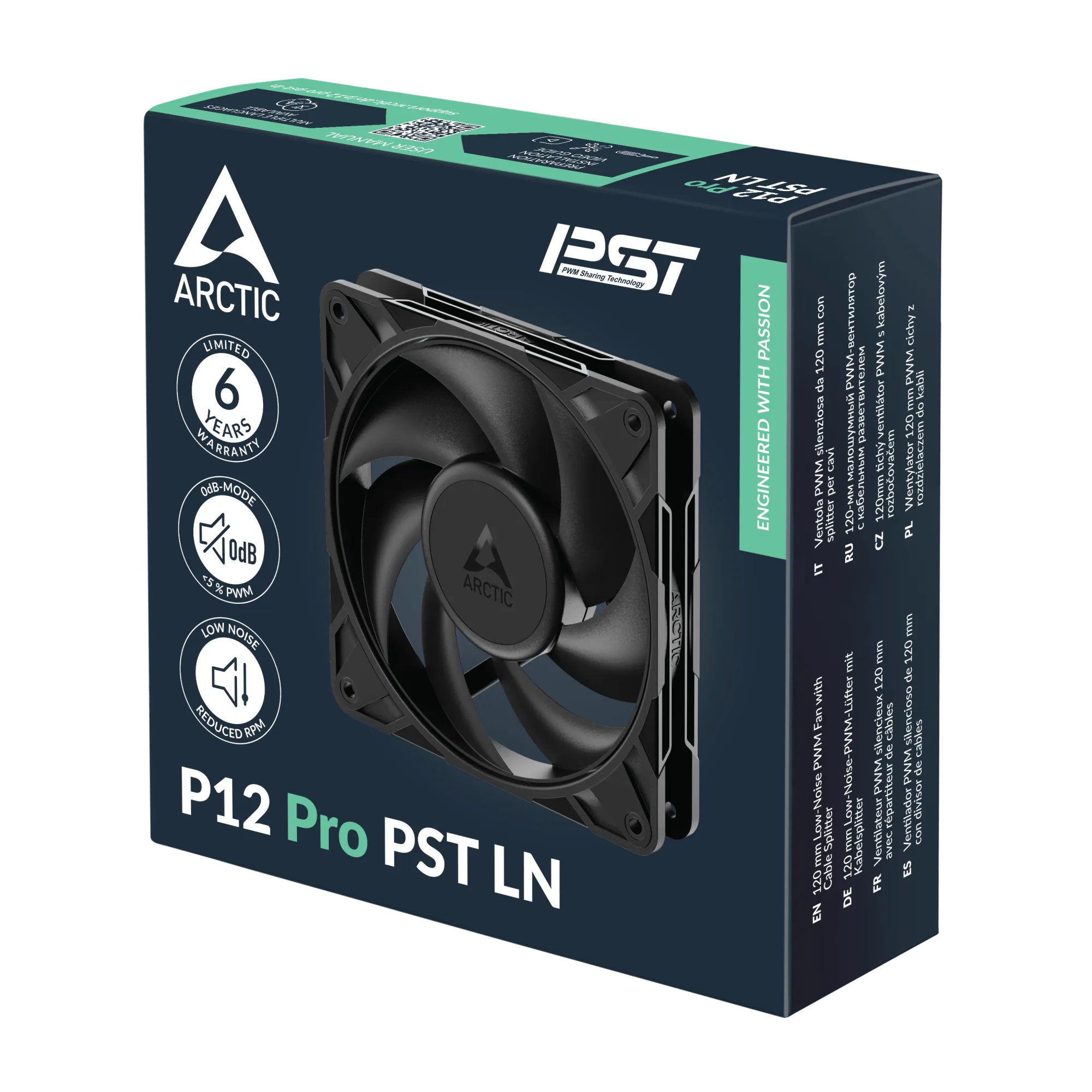 Кулер для корпуса ARCTIC P12 Pro PST LN (Black), ACFAN00343A, 12cm, PWM 600-3000rpm, 4Pin, Fluid — фото 7