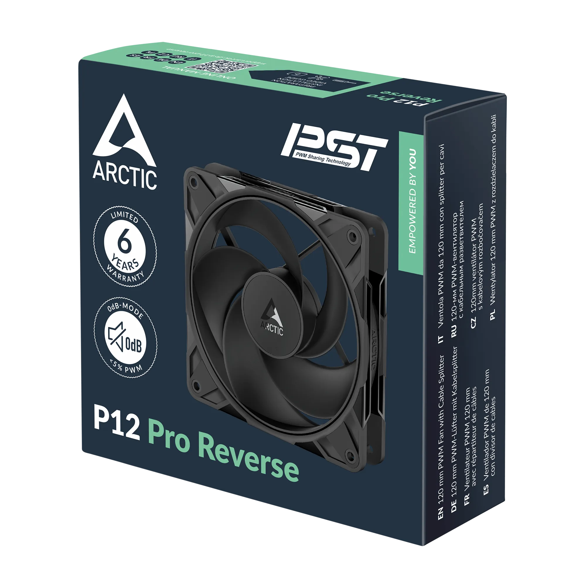 Кулер для корпуса ARCTIC P12 Pro Reverse (Black), ACFAN00331A, 12cm, 500-3000rpm, 4Pin, Fluid Dyn. — фото 6