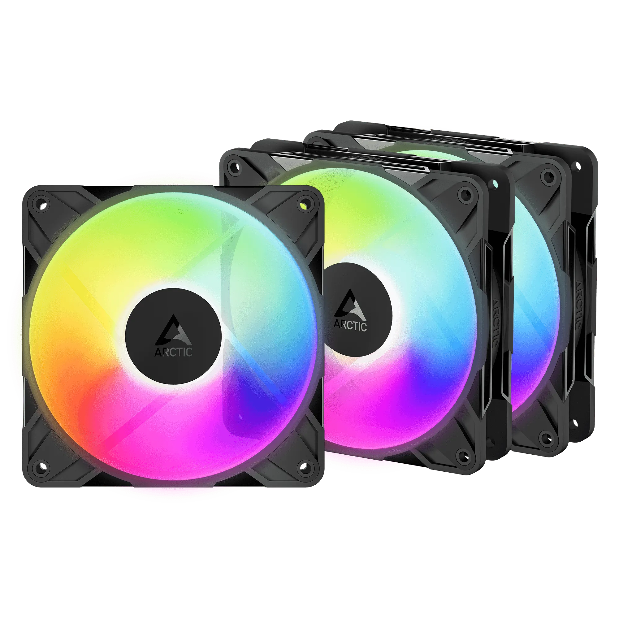 Кулер для корпуса ARCTIC P12 Pro Reverse ARGB 3 Pack (Black), ACFAN00333A, 12cm, 500-3000rpm, 4Pin