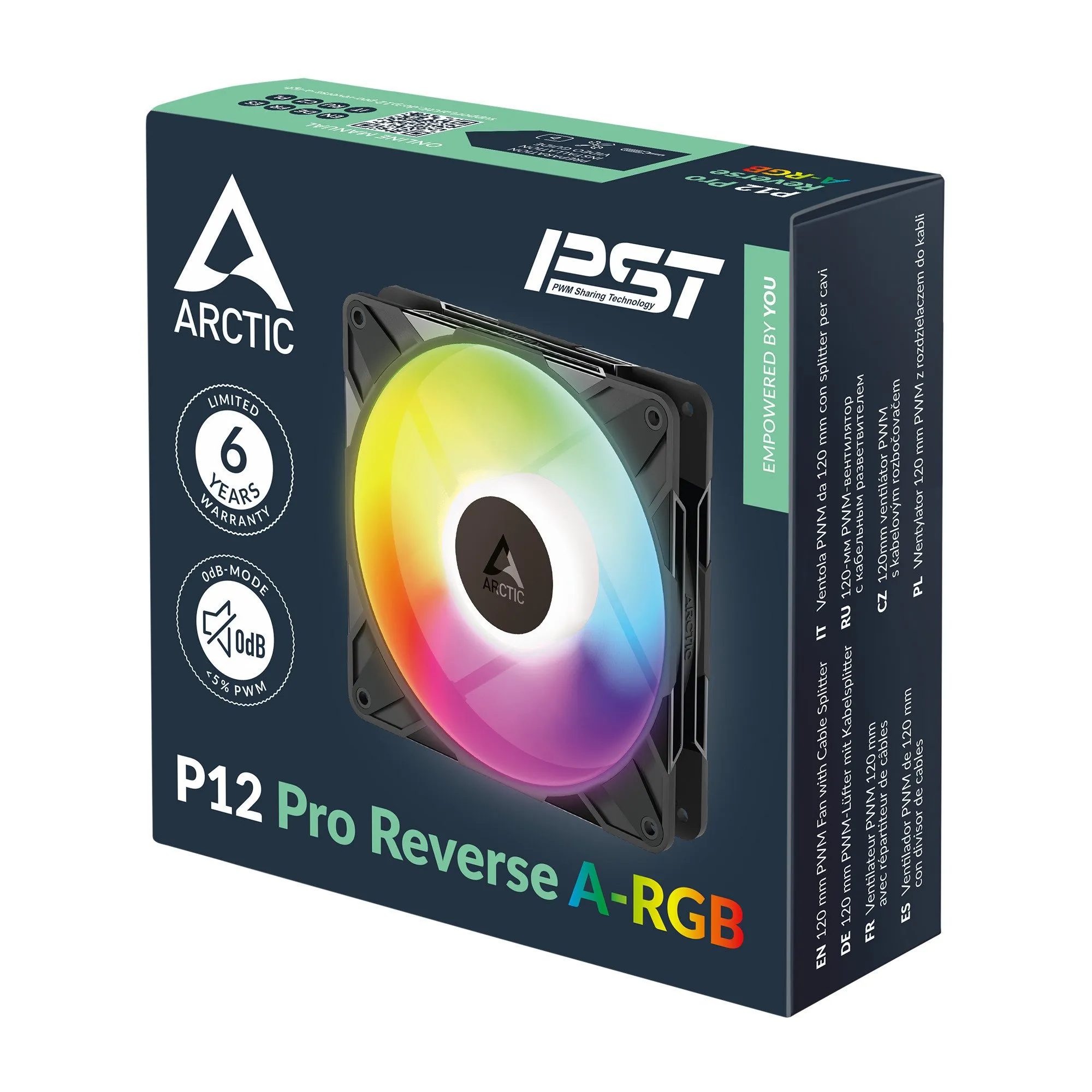 Кулер для корпуса ARCTIC P12 Pro Reverse ARGB 3 Pack (Black), ACFAN00333A, 12cm, 500-3000rpm, 4Pin — фото 7