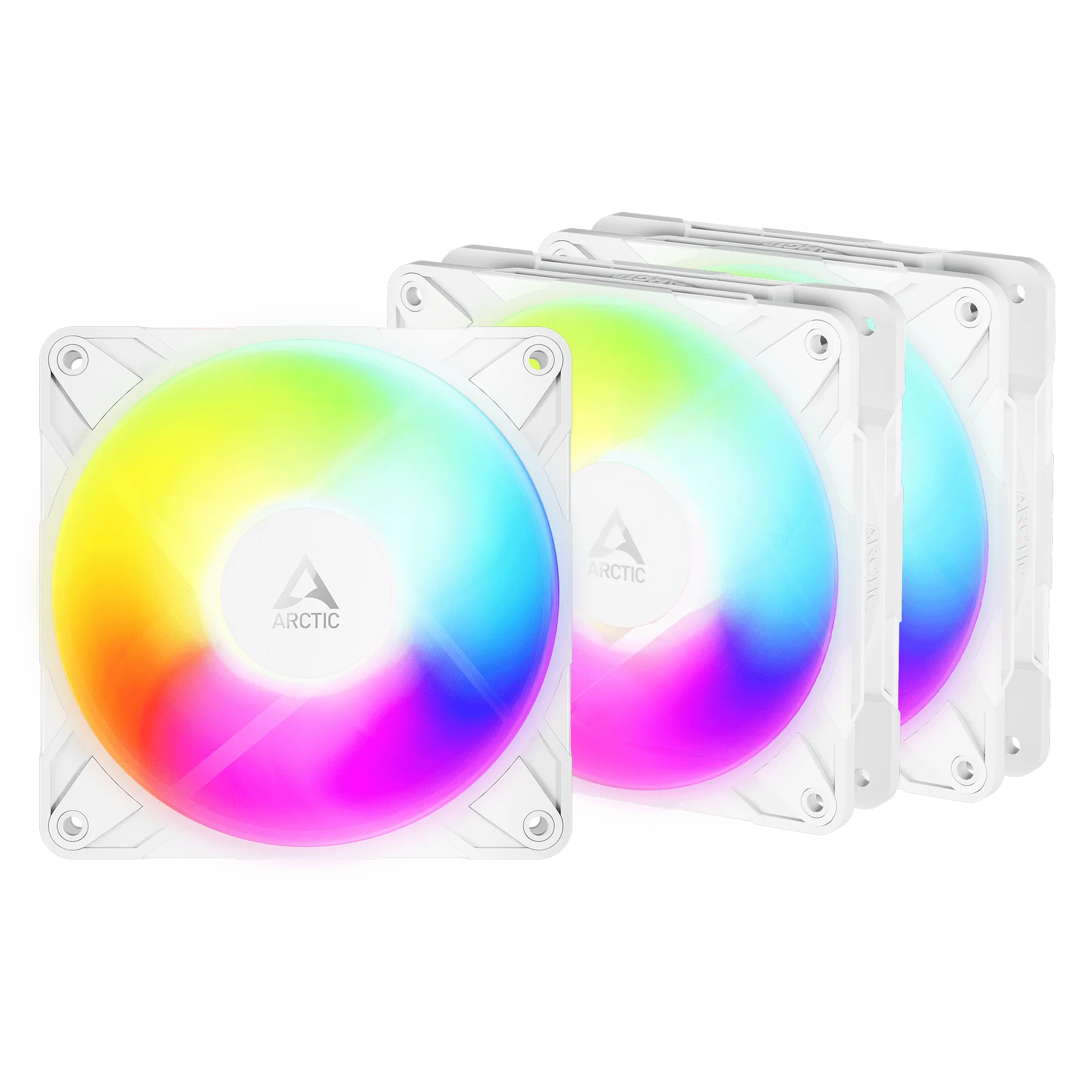 Кулер для корпуса ARCTIC P12 Pro Reverse ARGB 3 Pack (White), ACFAN00334A, 12cm, 500-3000rpm, 4Pin