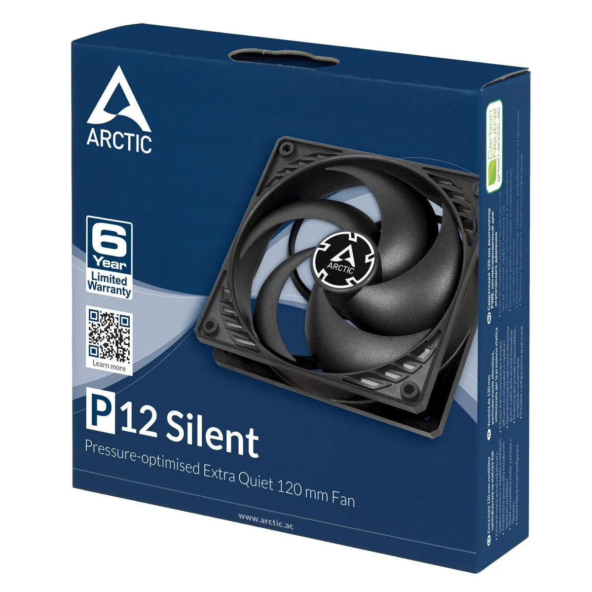 Кулер для корпуса ARCTIC P12 Silent (Black), ACFAN00130A, 12cm, 1050rpm, 3Pin, Fluid Dynamic — фото 5