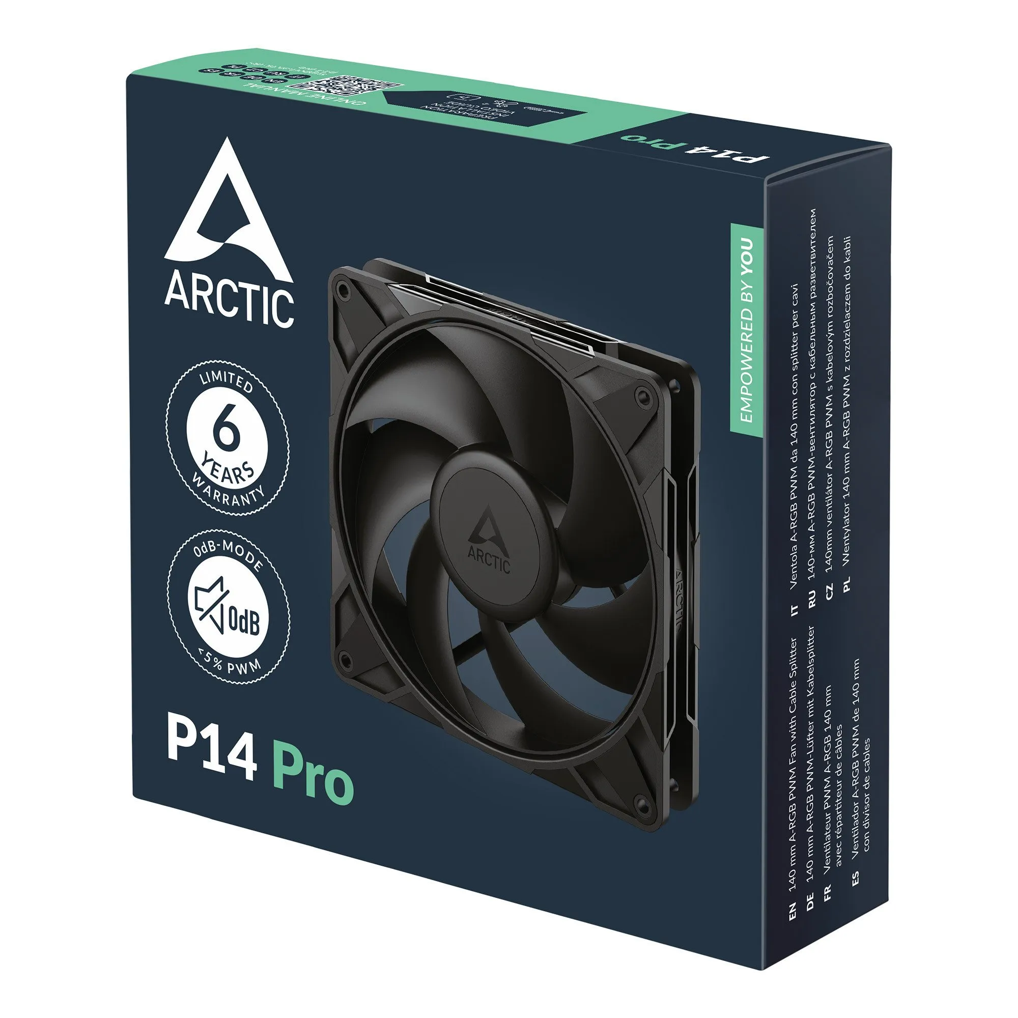 Кулер для корпуса ARCTIC P14 Pro (Black), ACFAN00313A, 14cm, 400-2500rpm, 4Pin, Fluid Dyn. — фото 6