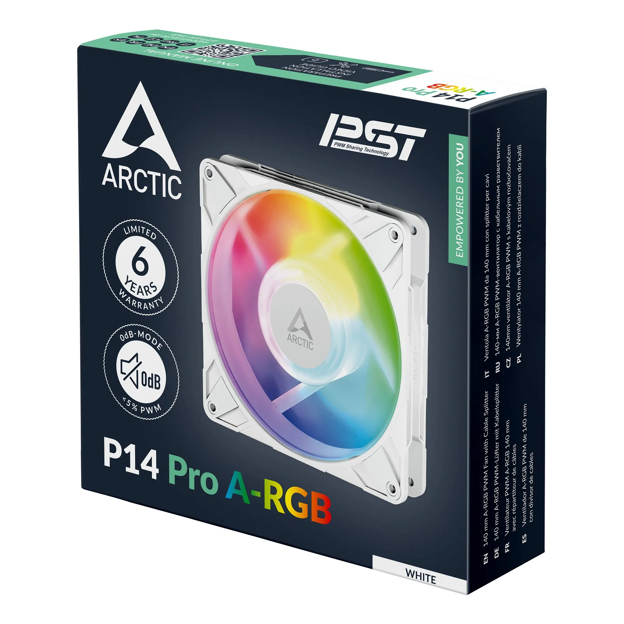 Кулер для корпуса ARCTIC P14 Pro ARGB (White), ACFAN00318A, 14cm, 400-2500rpm, 4Pin, Fluid Dyn. — фото 8