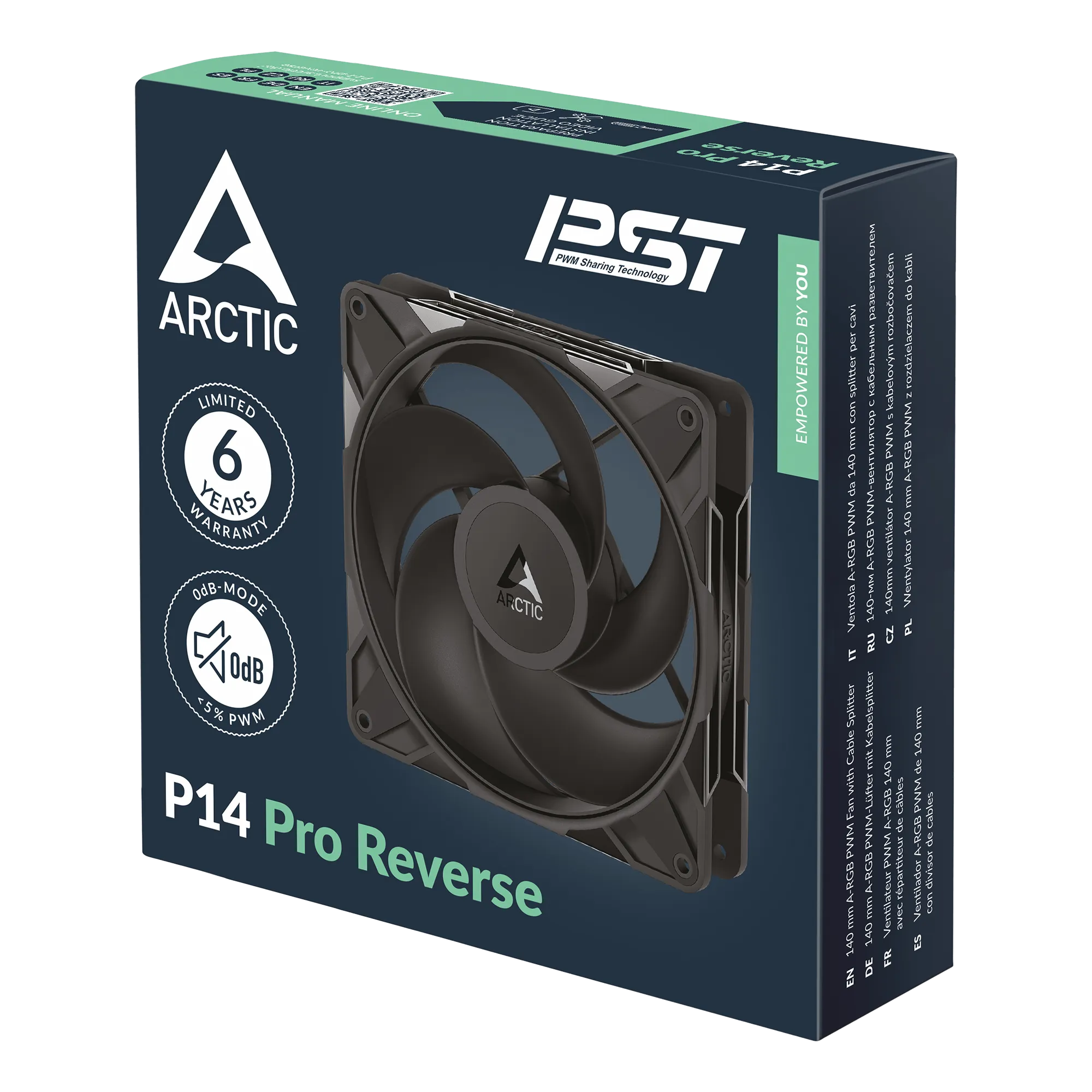 Кулер для корпуса ARCTIC P14 Pro Reverse (Black), ACFAN00329A, 14cm, 400-2500rpm, 4Pin, Fluid Dyn. — фото 5