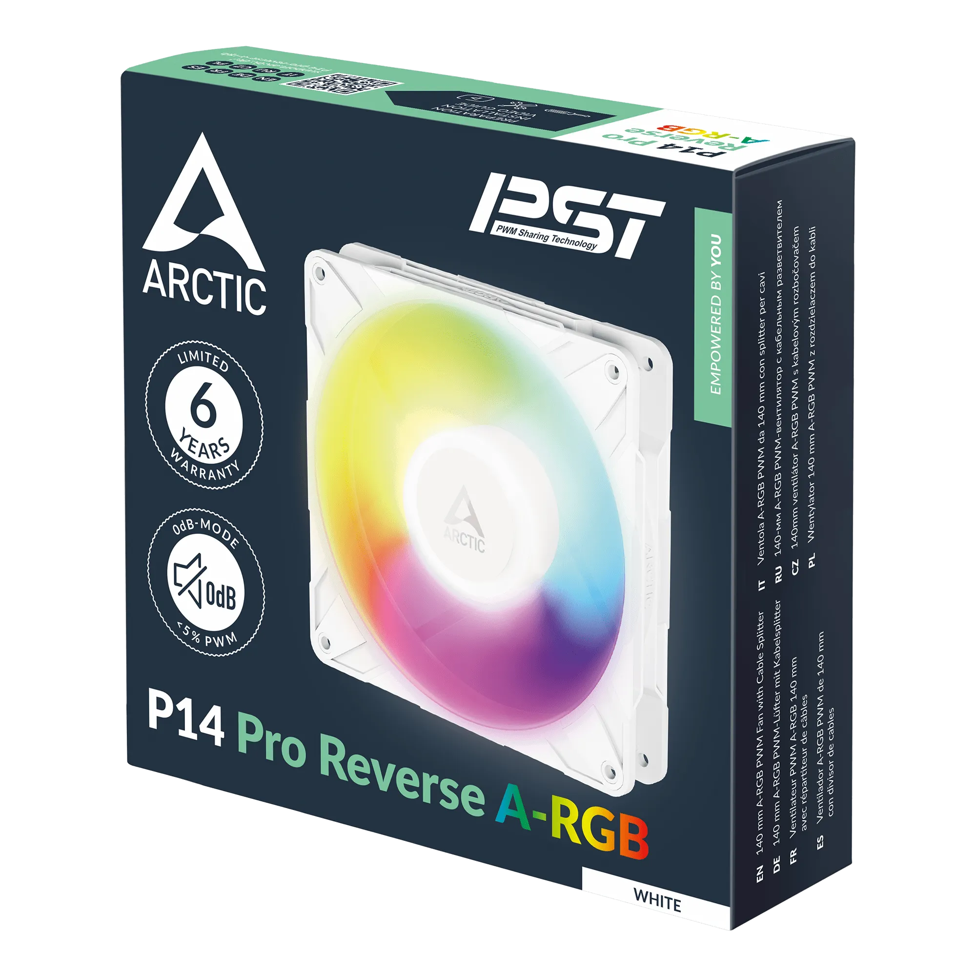Кулер для корпуса ARCTIC P14 Pro Reverse ARGB (White), ACFAN00324A, 14cm, 400-2500rpm, 4Pin, Fluid — фото 6