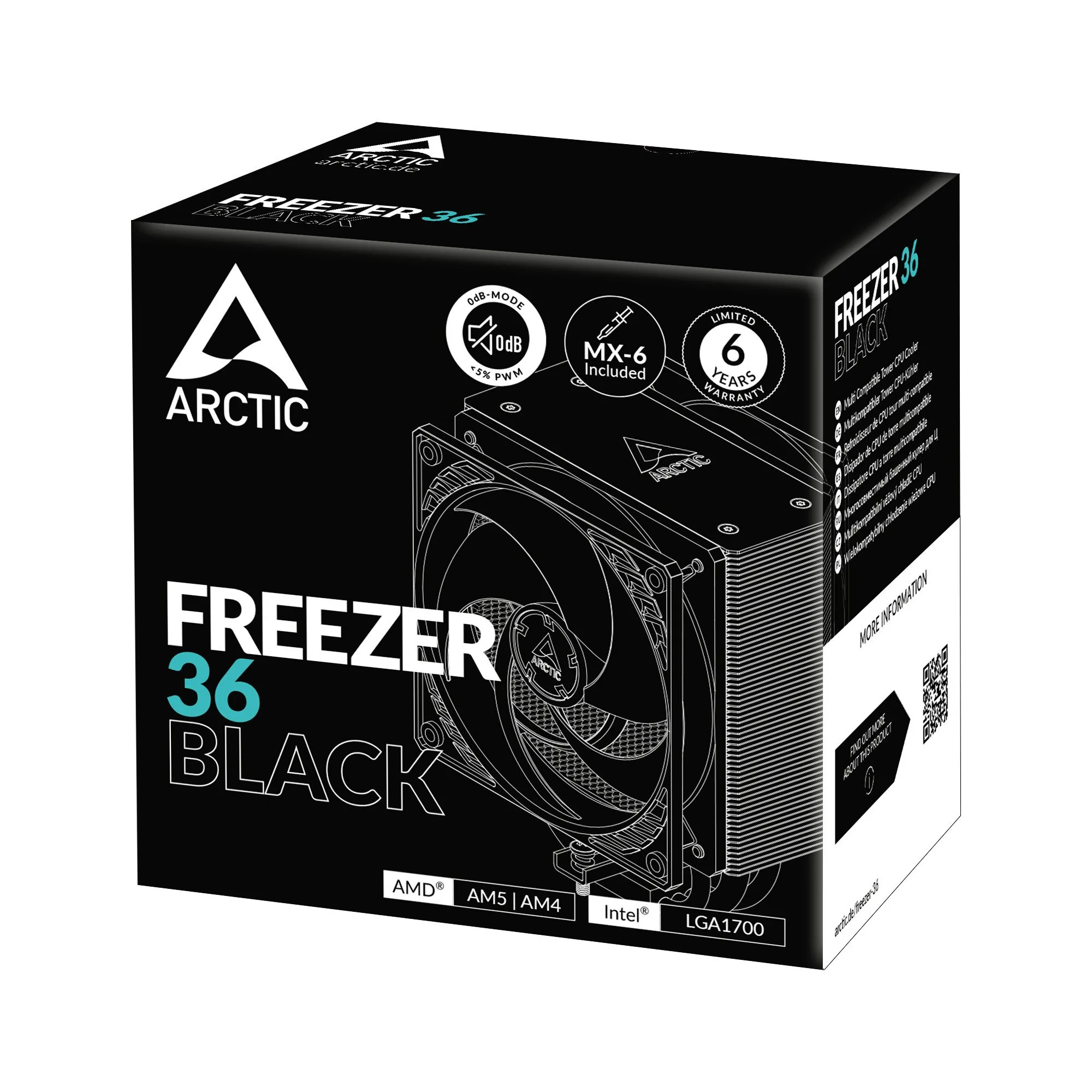 Кулер для процессора ARCTIC Freezer 36(Black), ACFRE00123A, for AM4/AM5/LGA1851/LGA1700 — фото 6