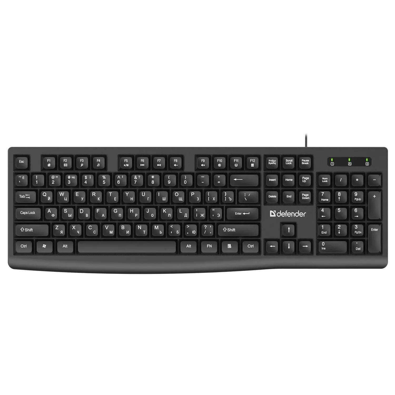 Клавиатура Defender Navigator HB-138 black, 104-key, мембранная, USB 1.8м