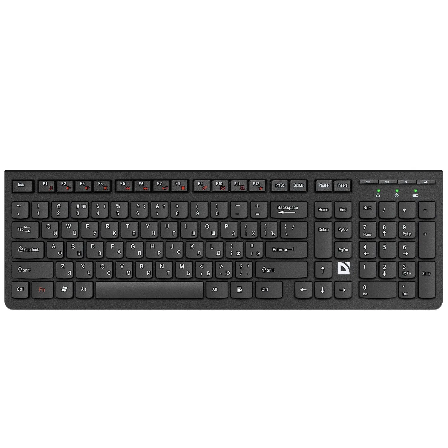 Клавиатура Defender UltraMate SM-535 black, 108-key, мембранная, 2AAA, wireless 2.4GHz