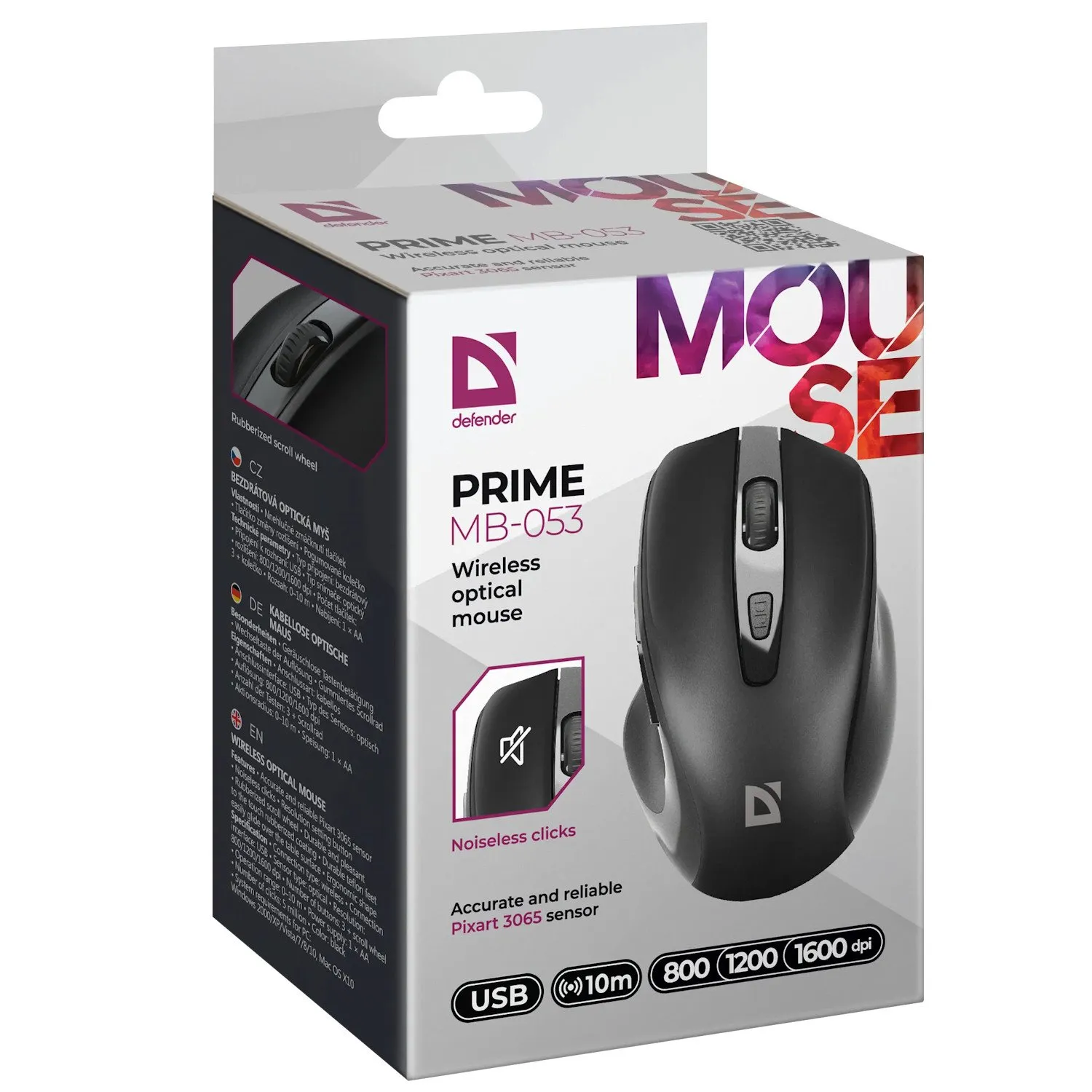 Мышь Defender Prime MB-053 (52053), 5key+колесо, Optical 800-1600dpi, 1AA, Wireless/USB, черный — фото 5