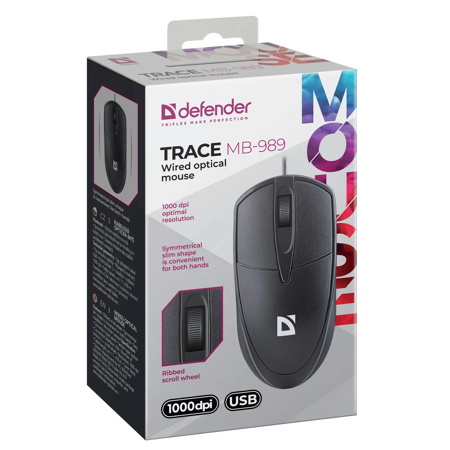 Мышь Defender Trace MB-989 (52935), 2key+колесо, Optical 1000dpi, USB 1.2m, черный — фото 3