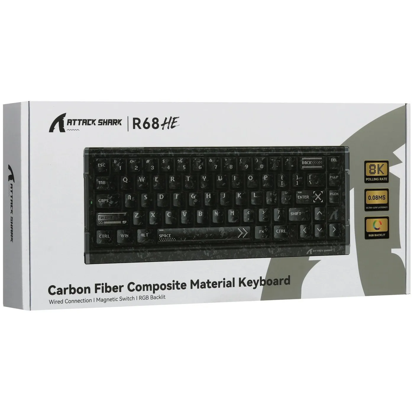 Клавиатура Attack Shark R68 HE Ink Shade, Mechanical, 66 keys, USB-C, EN — фото 9