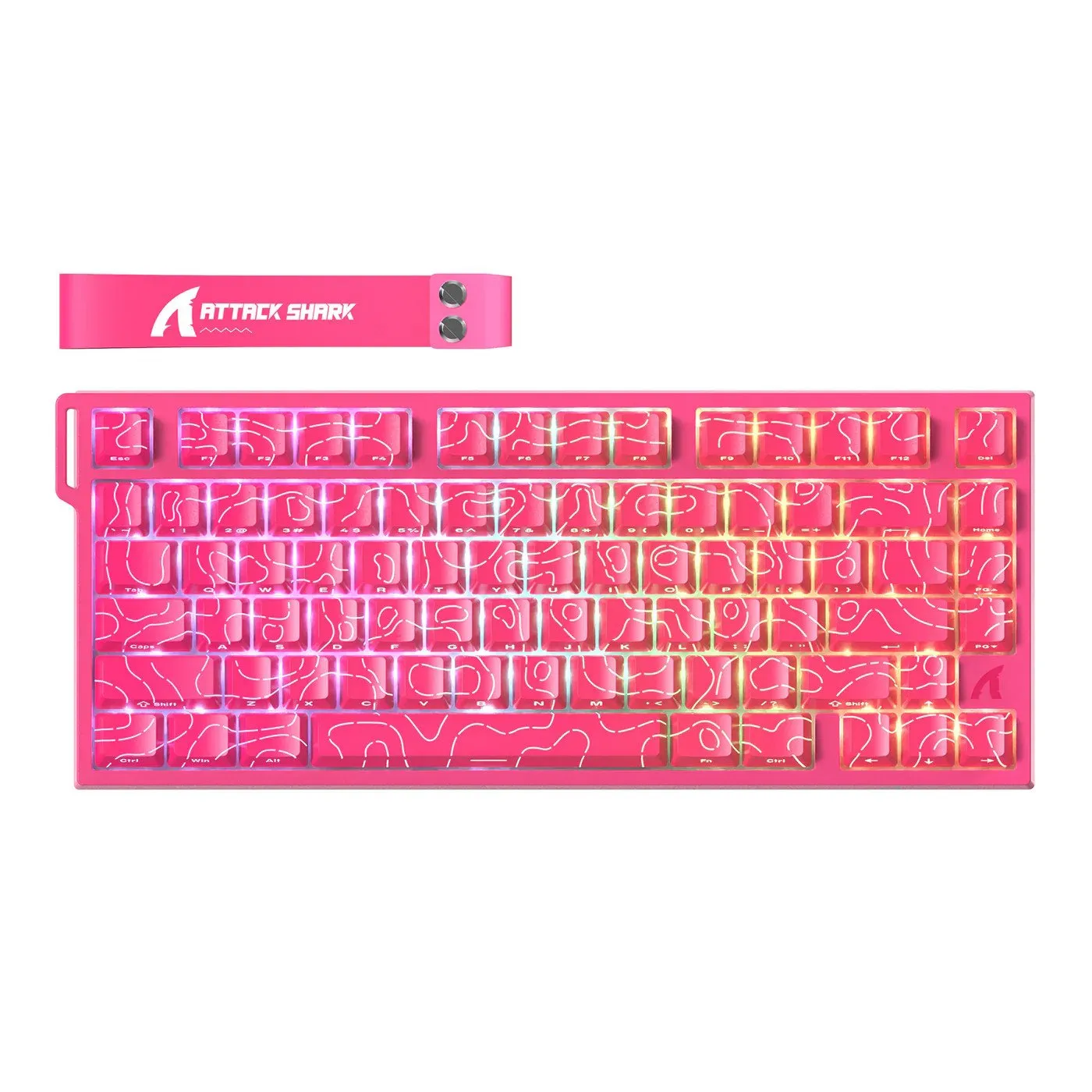 Клавиатура Attack Shark R82 HE Pink Contour, Berry Red Contour Line, Magnetic, 75%, EN, Wired USB-C