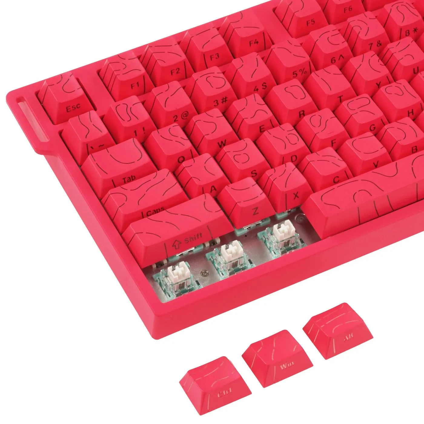 Клавиатура Attack Shark R82 HE Pink Contour, Berry Red Contour Line, Magnetic, 75%, EN, Wired USB-C — фото 8