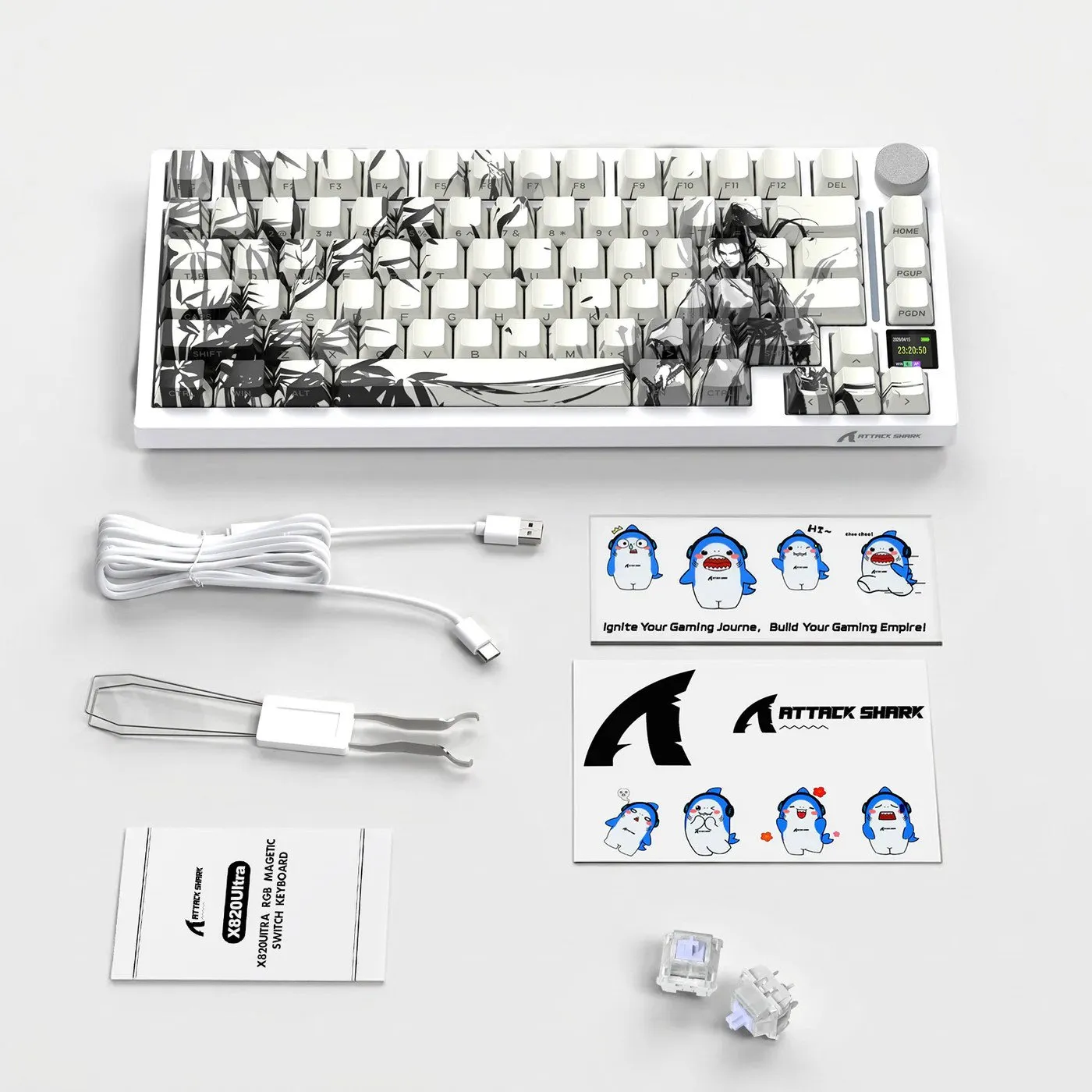 Клавиатура Attack Shark X820Ultra Dark Warrior, Mechanical, 80 keys, 2.4/BT/USB-C, EN, 4000mAh — фото 4