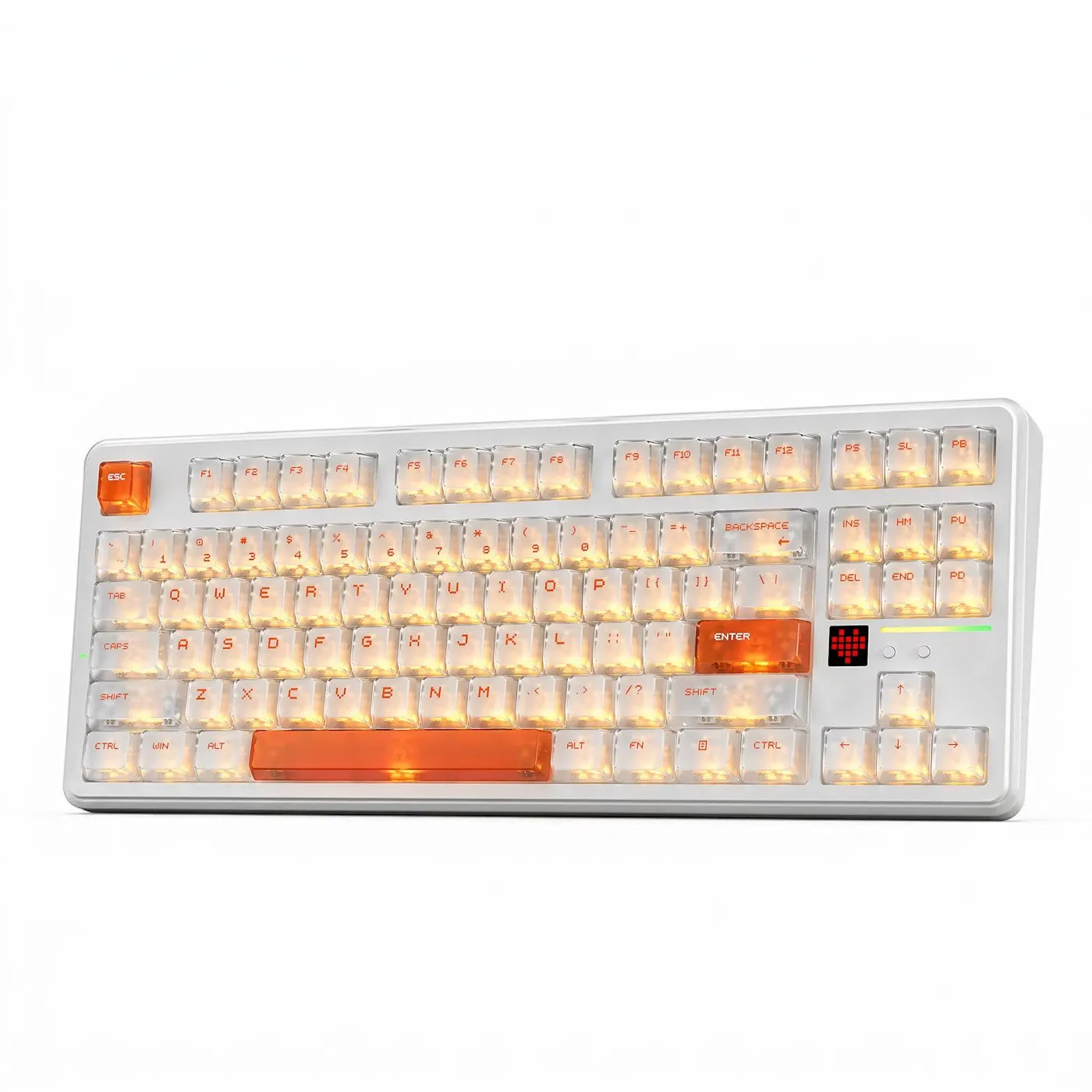 Клавиатура Attack Shark X87Ultra Ice Orange, Mechanical, 87 keys, 2.4/BT/USB-C, EN, 10.000mAh — фото 2
