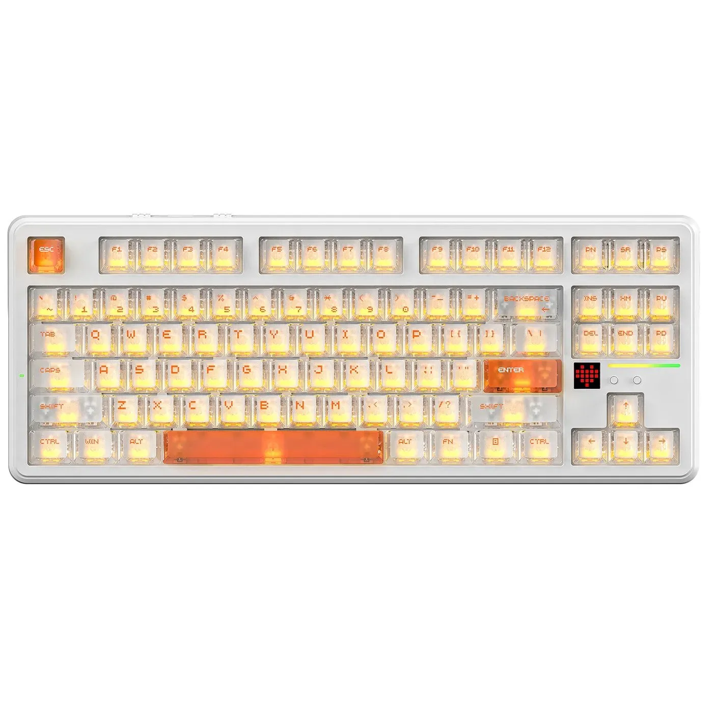 Клавиатура Attack Shark X87Ultra Ice Orange, Mechanical, 87 keys, 2.4/BT/USB-C, EN, 10.000mAh