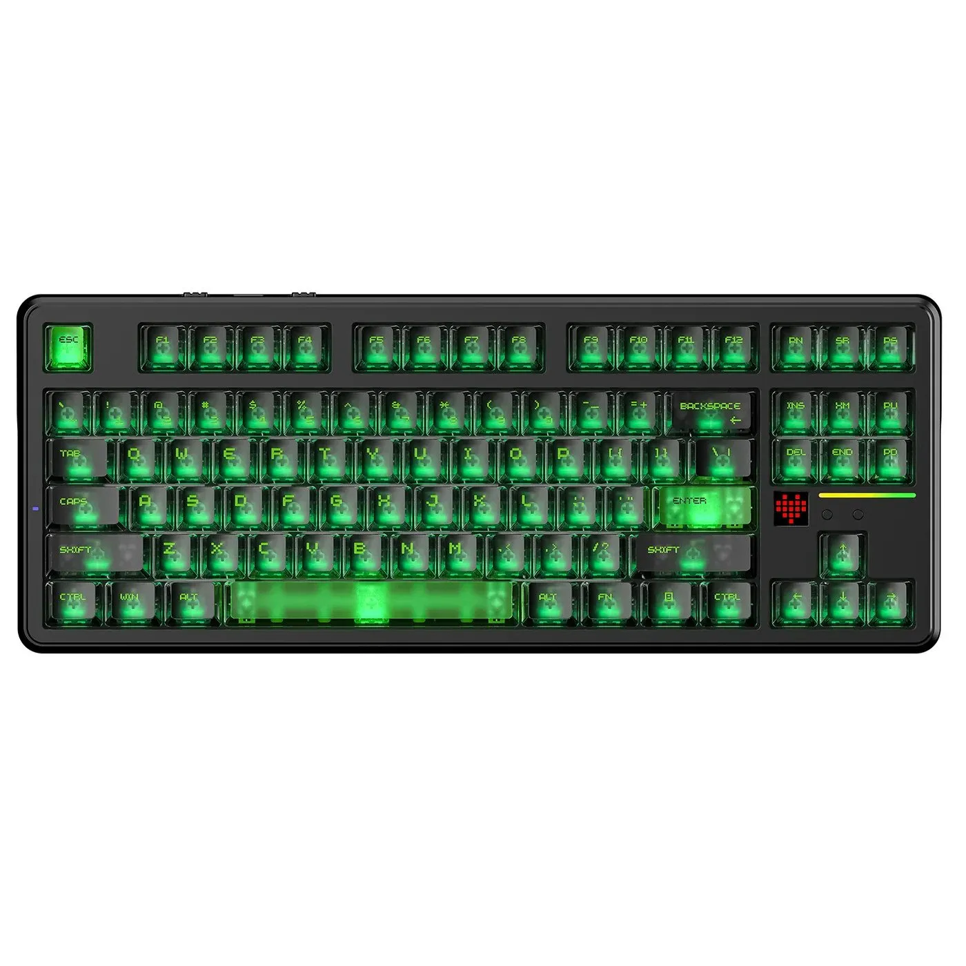 Клавиатура Attack Shark X87Ultra Shadow Jade, Mechanical, 87 keys, 2.4/BT/USB-C, EN, 10.000mAh