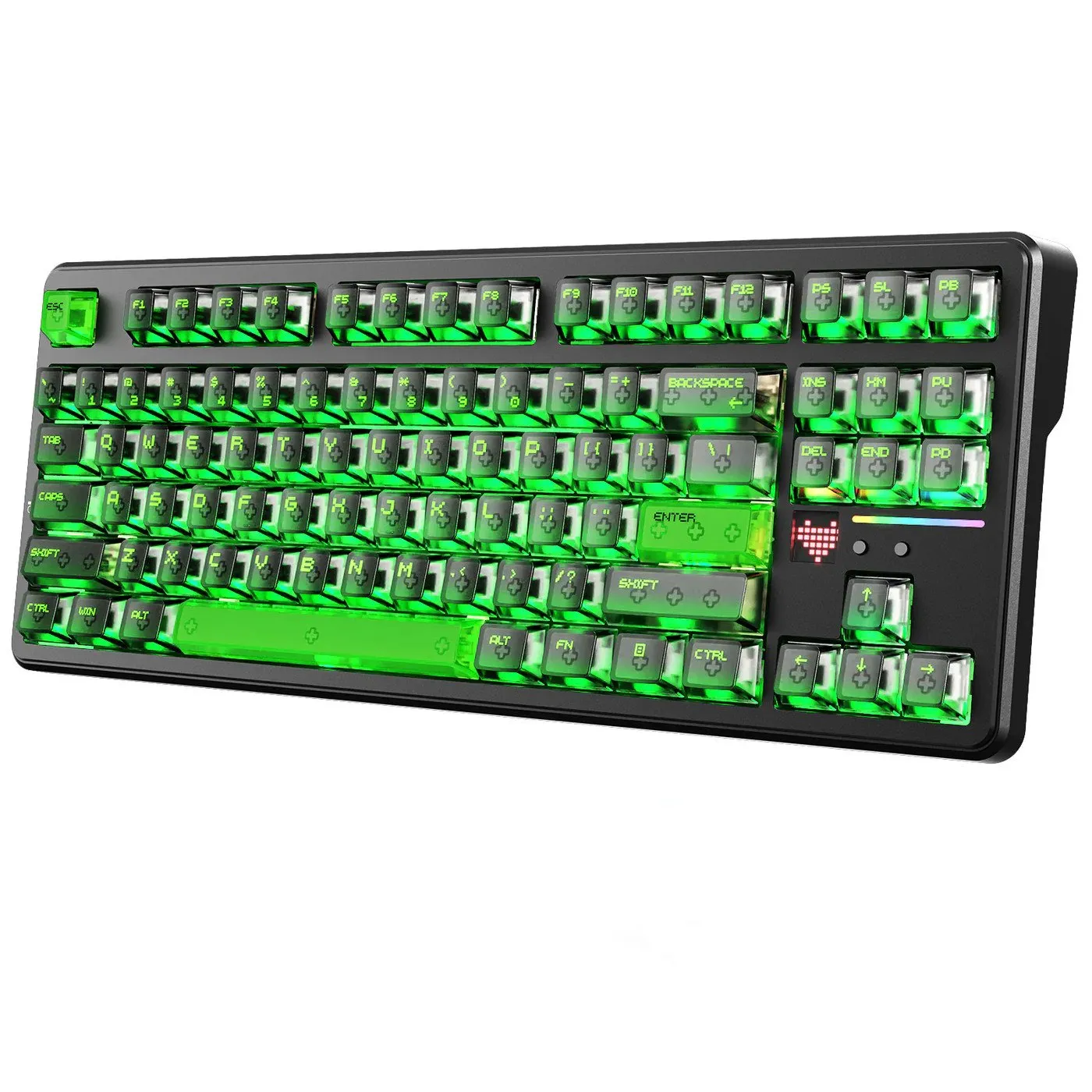 Клавиатура Attack Shark X87Ultra Shadow Jade, Mechanical, 87 keys, 2.4/BT/USB-C, EN, 10.000mAh — фото 2