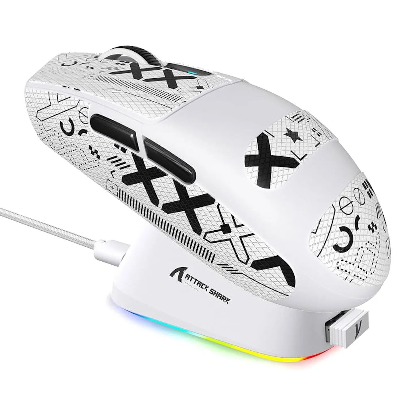 Мышь Attack Shark G3 PRO White, PAW3311, 25000 DPI, 2.4/BT/Wired, 100 Million Clicks, 500mAh, 59±3g — фото 4
