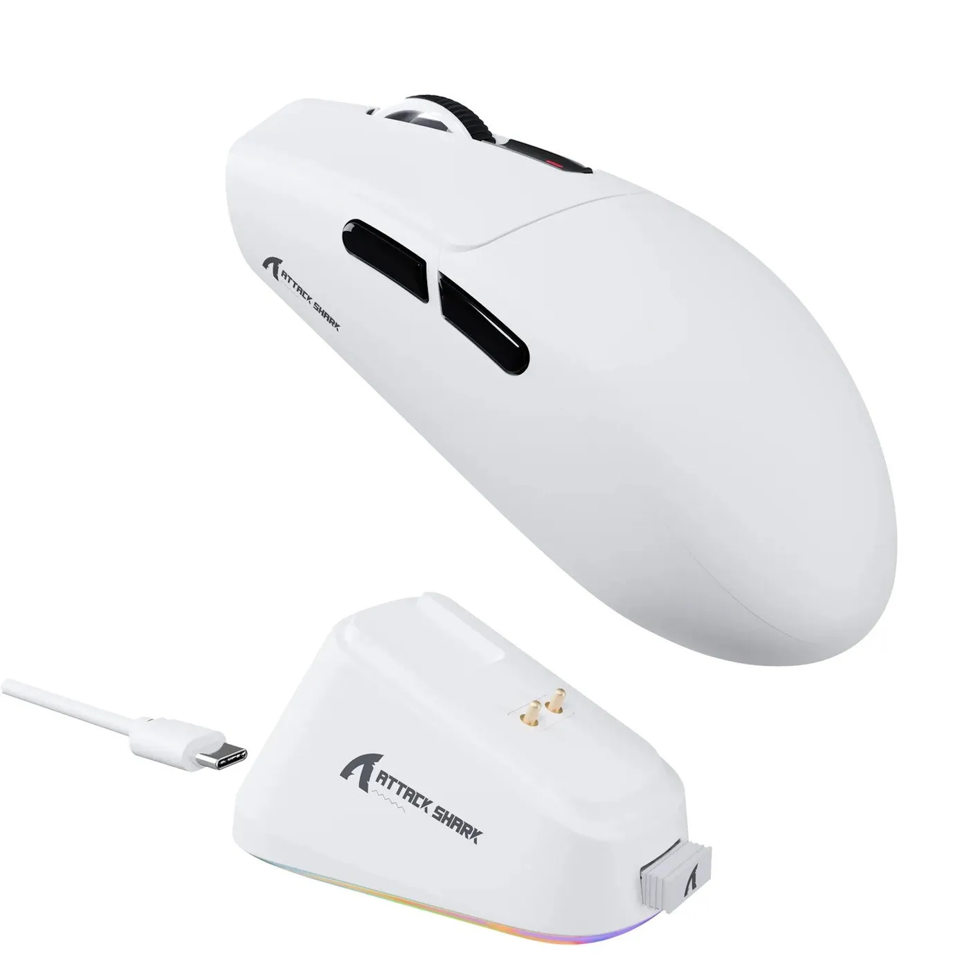 Мышь Attack Shark G3 PRO White, PAW3311, 25000 DPI, 2.4/BT/Wired, 100 Million Clicks, 500mAh, 59±3g — фото 2