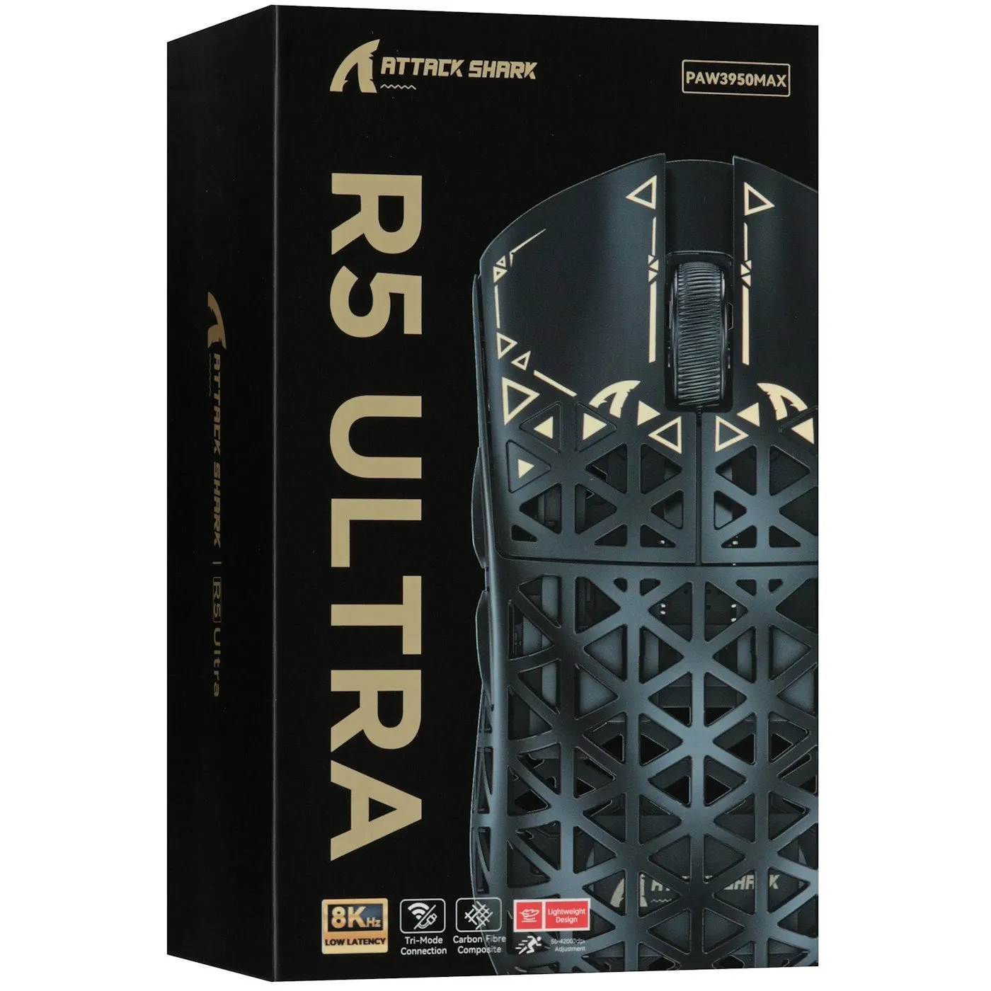 Мышь Attack Shark R5 Ultra Red, PAW3950MAX, 42000 DPI, 2.4/BT/Wired, 100 Million Clicks, 39±3g — фото 5