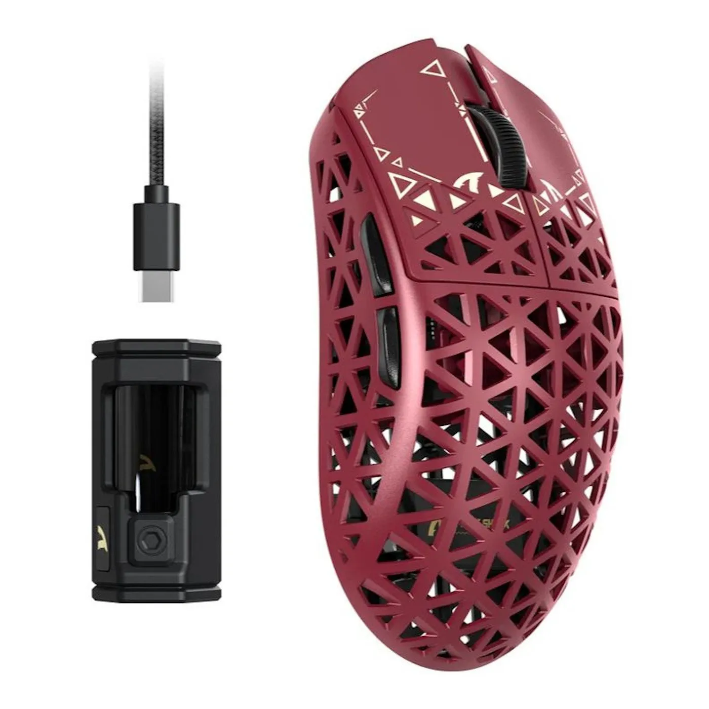 Мышь Attack Shark R5 Ultra Red, PAW3950MAX, 42000 DPI, 2.4/BT/Wired, 100 Million Clicks, 39±3g — фото 2