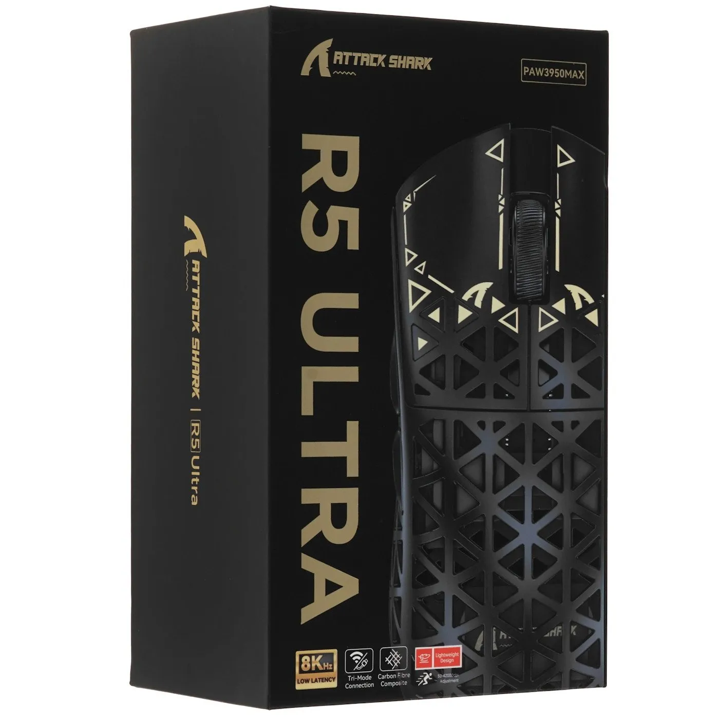 Мышь Attack Shark R5 Ultra White, PAW3950MAX, 42000 DPI, 2.4/BT/Wired, 100 Million Clicks, 39±3g — фото 5