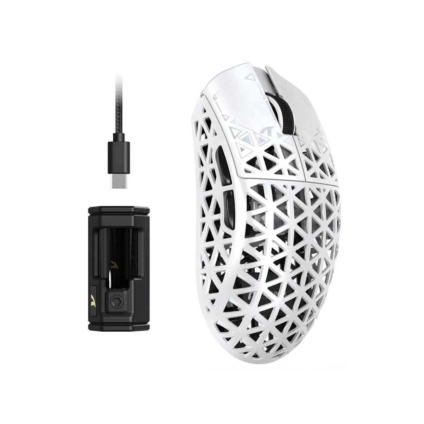Мышь Attack Shark R5 Ultra White, PAW3950MAX, 42000 DPI, 2.4/BT/Wired, 100 Million Clicks, 39±3g — фото 2