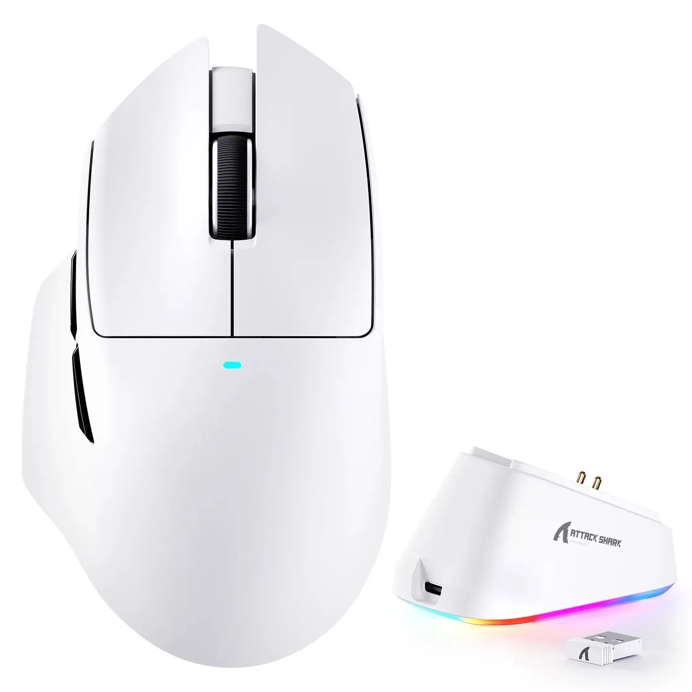 Мышь Attack Shark V6 White, PAW3311, 25000 DPI, 2.4/BT/Wired, 100 Million Clicks, 500mAh, 65±3g
