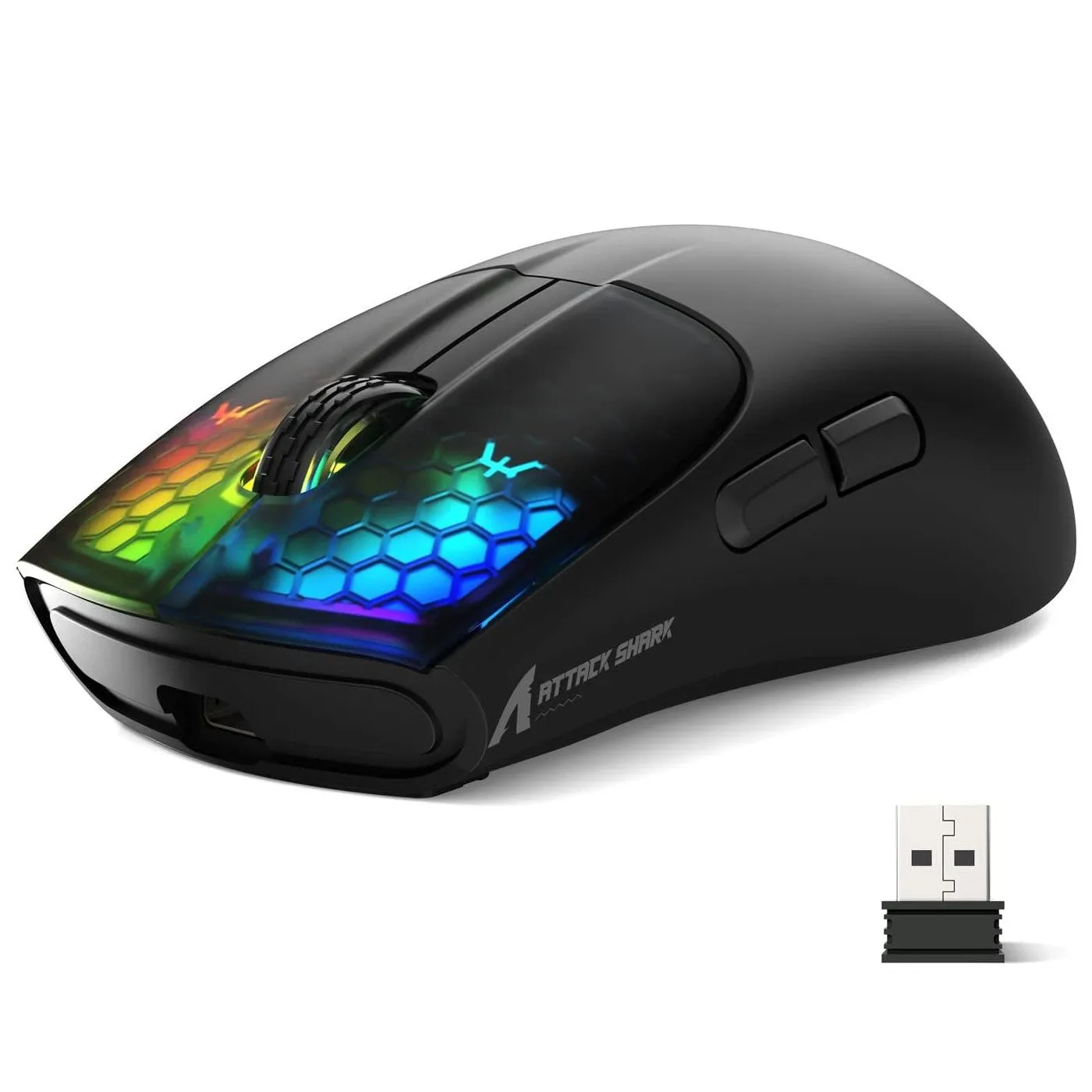 Мышь Attack Shark X5 Black, PAW3212, 4000 DPI, 2.4/BT/USB-C, 4 Million Clicks, 300mAh, 49±3g — фото 5
